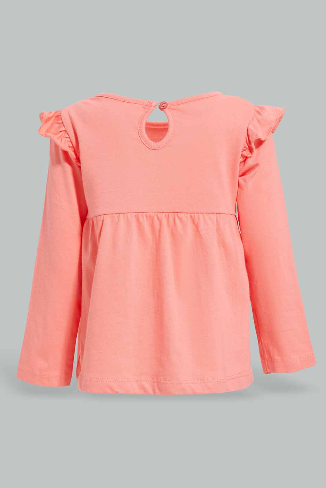 Redtag-Fuchsia-Solid-Jersey-Top-With-Shoulder-Frills-Category:T-Shirts,-Colour:Fuchsia,-Deals:New-In,-Filter:Infant-Girls-(3-to-24-Mths),-ING-T-Shirts,-New-In-ING-APL,-Non-Sale,-Section:Girls-(0-to-14Yrs),-TBL,-W22A-Infant-Girls-3 to 24 Months