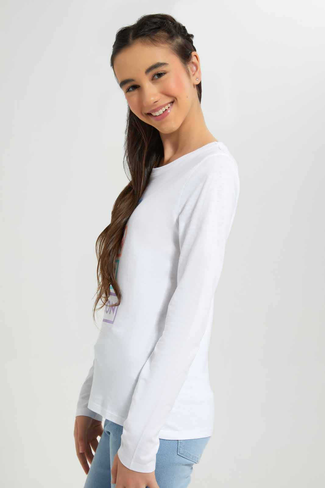 Redtag-L/S-Placement-Print-Top-Category:T-Shirts,-Colour:White,-Deals:New-In,-Filter:Senior-Girls-(8-to-14-Yrs),-GSR-T-Shirts,-New-In-GSR-APL,-Non-Sale,-Section:Girls-(0-to-14Yrs),-TBL,-W22B-Senior-Girls-9 to 14 Years