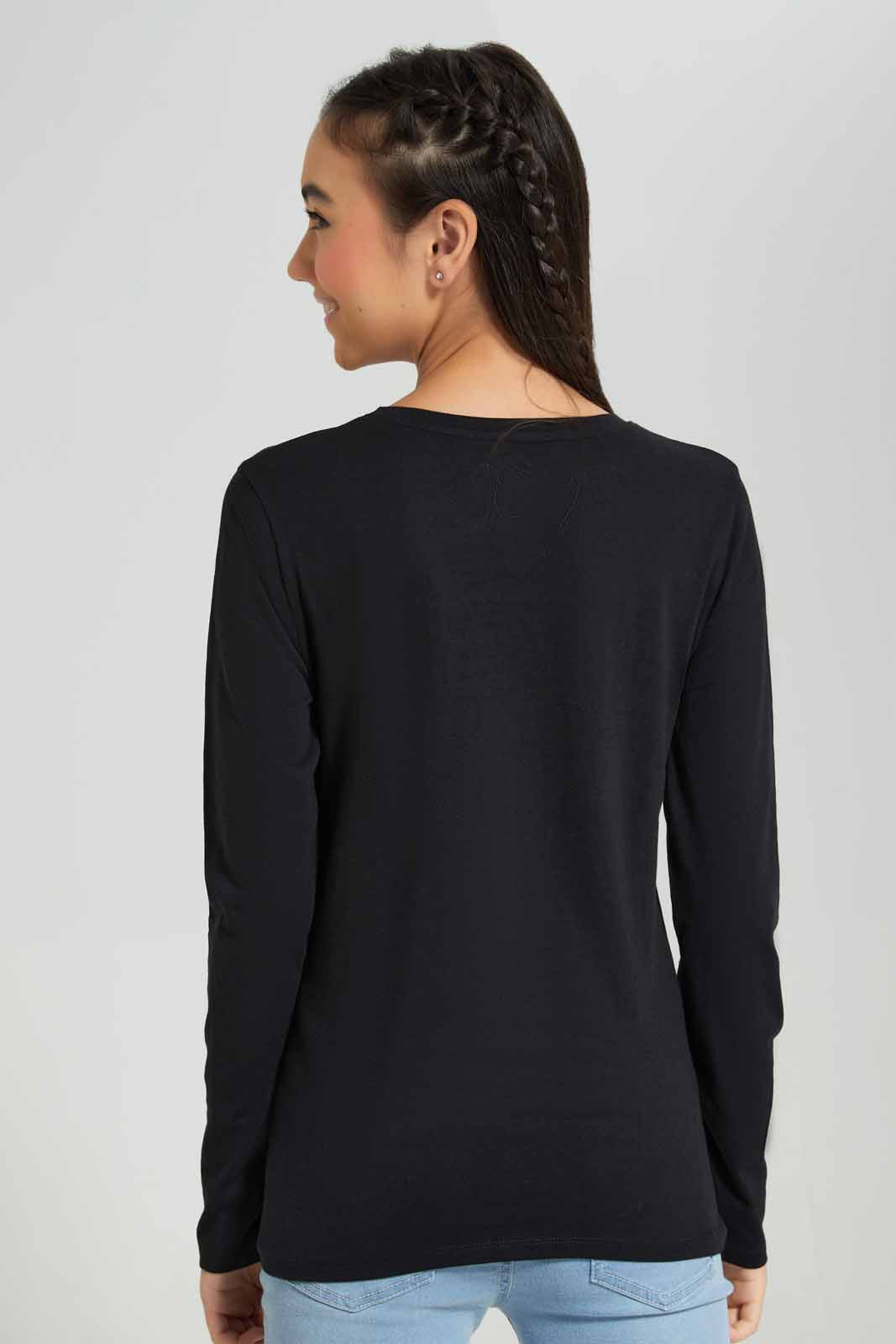 Redtag-L/S-Placement-Print-Top-Category:T-Shirts,-Colour:Black,-Deals:New-In,-Filter:Senior-Girls-(8-to-14-Yrs),-GSR-T-Shirts,-New-In-GSR-APL,-Non-Sale,-Section:Girls-(0-to-14Yrs),-TBL,-W22B-Senior-Girls-9 to 14 Years