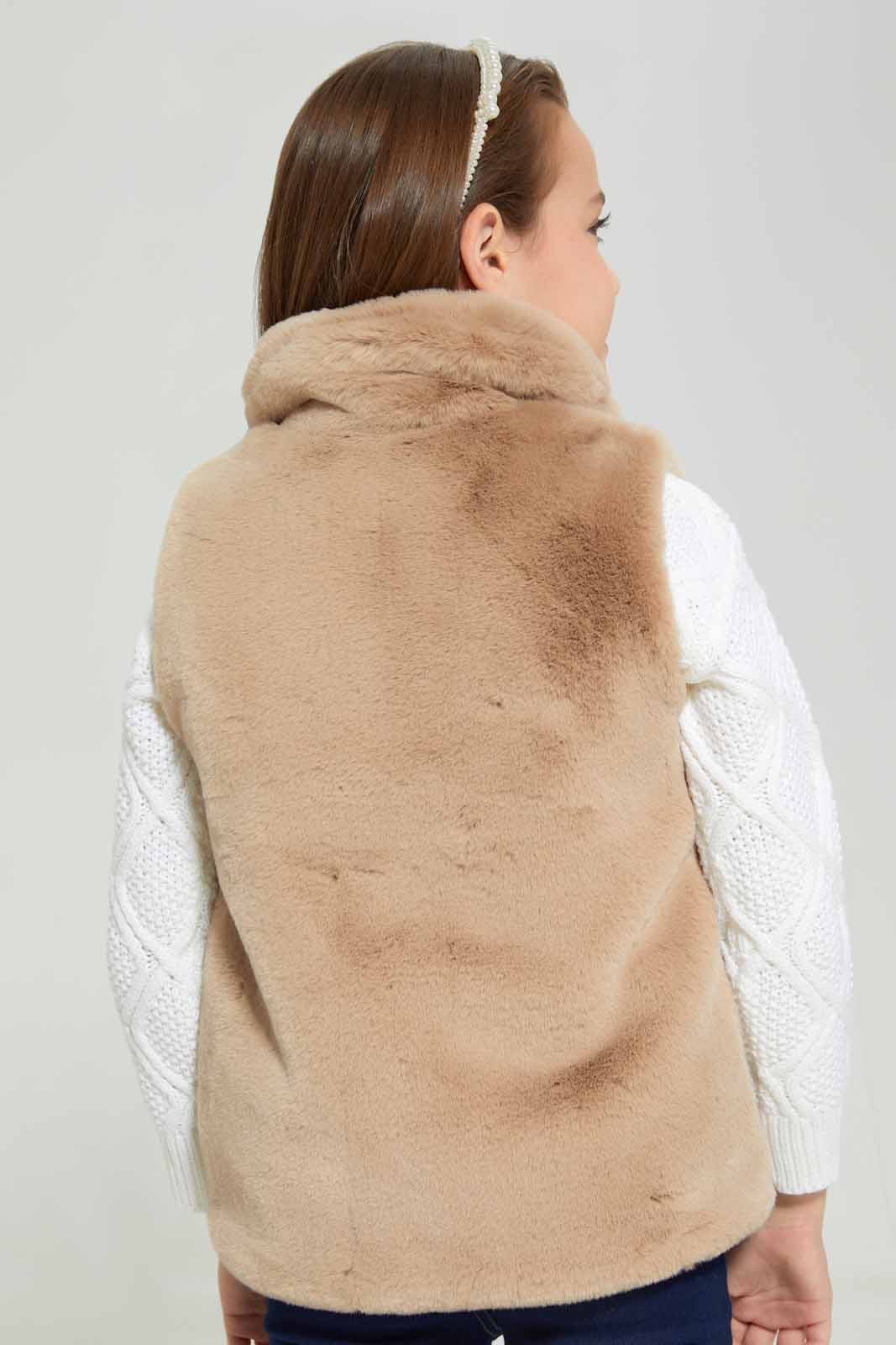 Redtag-Beige-Rabbit-Faux-Fur-Jacket-Category:Jackets,-Colour:Beige,-Deals:New-In,-EHW,-Filter:Girls-(2-to-8-Yrs),-GIR-Jackets,-New-In-GIR-APL,-Non-Sale,-Section:Girls-(0-to-14Yrs),-W22B-Girls-2 to 8 Years