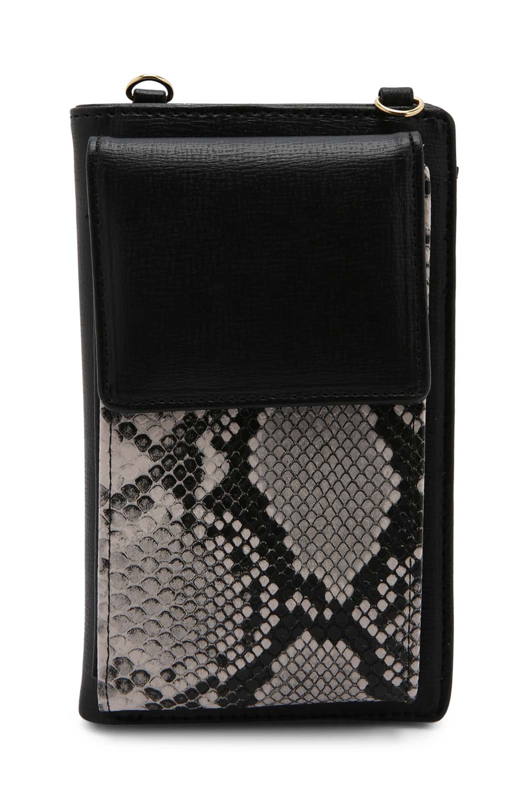 Redtag-Black-Croc-Texture-Mobile-Purse-Category:Purse,-Colour:Black,-Dept:Ladieswear,-Filter:Women's-Accessories,-New-In,-New-In-Women-ACC,-Non-Sale,-Section:Women,-W22B,-Women-Bags-Women-
