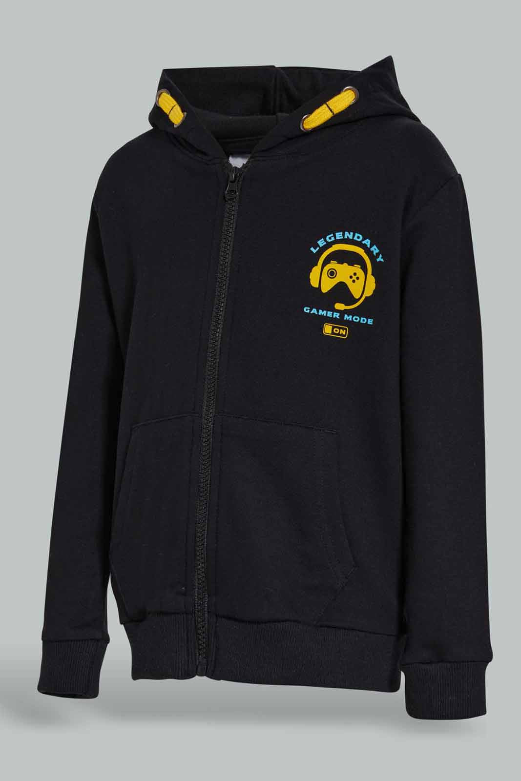 Redtag-Black-Zip-Through-Hooded-Sweatshirt-BOY-Sweatshirts,-Category:Sweatshirts,-Colour:Black,-Deals:New-In,-Dept:Boys,-Filter:Boys-(2-to-8-Yrs),-New-In-BOY-APL,-Non-Sale,-Section:Boys-(0-to-14Yrs),-W22B-Boys-2 to 8 Years