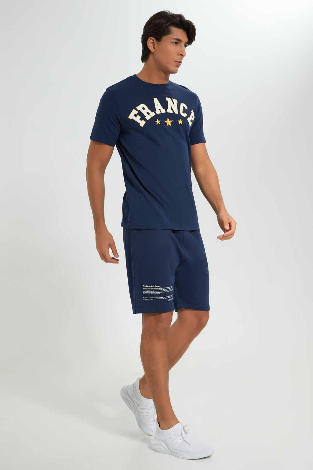 Redtag-France-Football-World-Cup-Shorts-Category:Joggers,-Colour:Navy,-Deals:New-In,-Filter:Men's-Clothing,-Men-Joggers,-New-In-Men-APL,-Non-Sale,-Section:Men,-W22B-Men's-