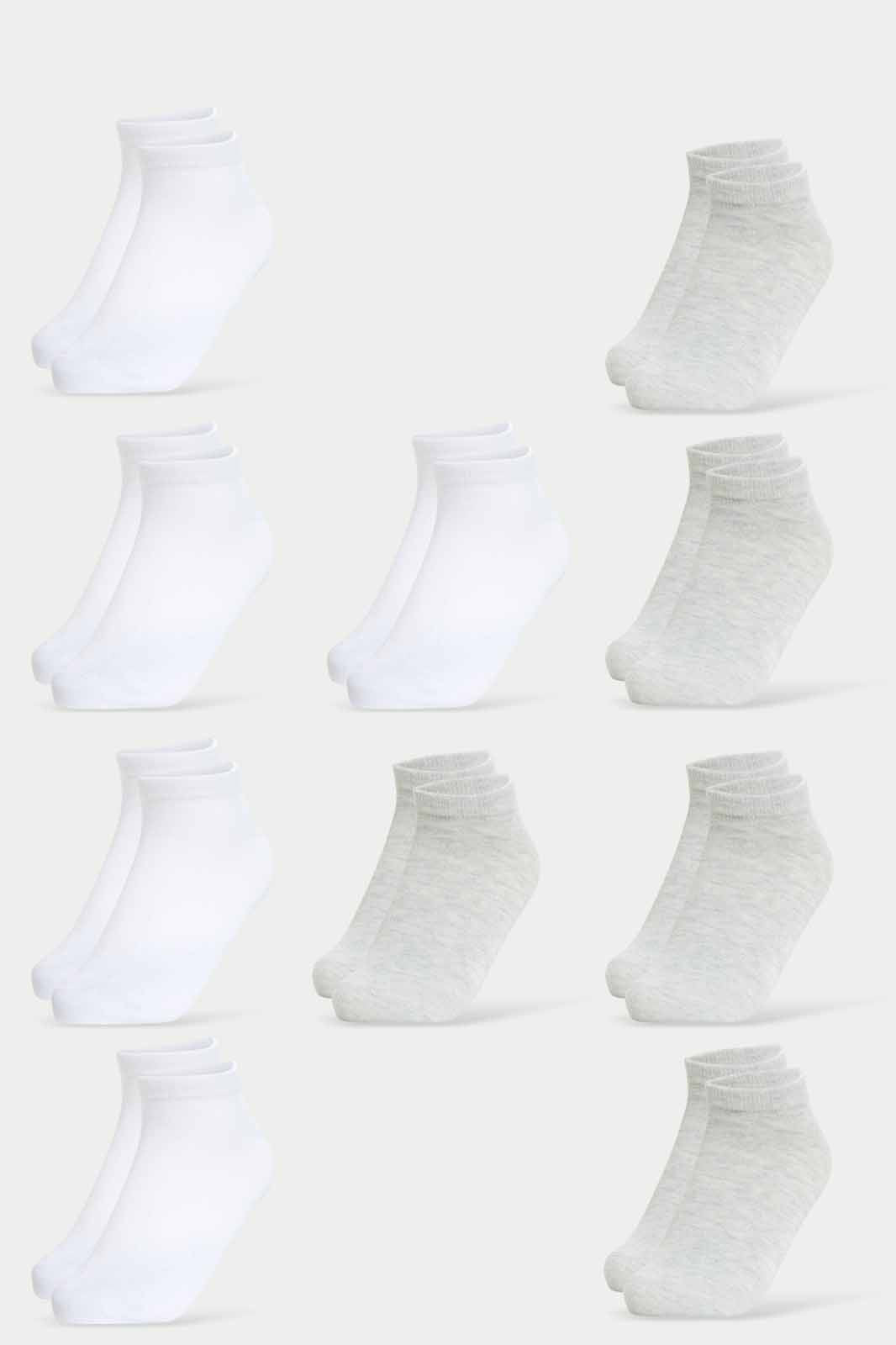 Redtag-White-And-Grey-Plain-Assorted-Ankle-Socks-(10-Pack)-365,-Category:Socks,-Colour:Assorted,-Deals:New-In,-Dept:Ladieswear,-Filter:Women's-Clothing,-New-In-Women-APL,-Non-Sale,-Section:Women,-Women-Socks--