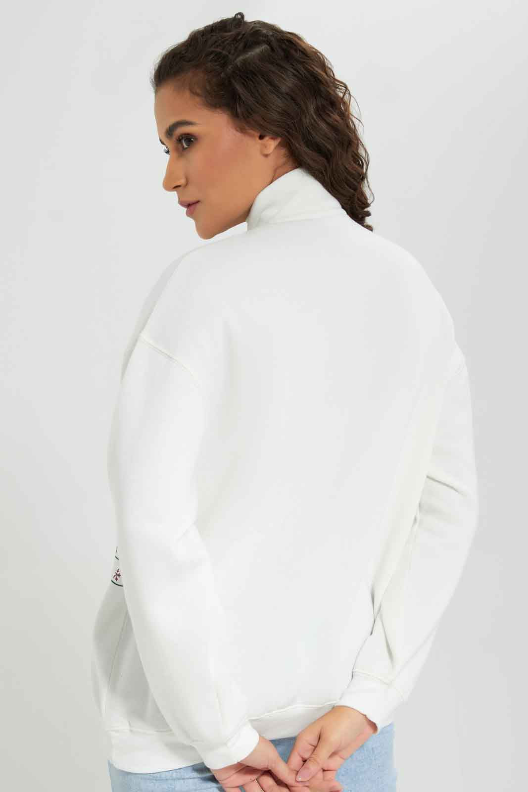 Redtag-White-Oversized-Placement-Print-Sweatshirt-With-Zipper-Category:Sweatshirts,-Colour:White,-Deals:New-In,-Filter:Women's-Clothing,-New-In-Women-APL,-Non-Sale,-Section:Women,-W22B,-Women-Sweatshirts-Women's-