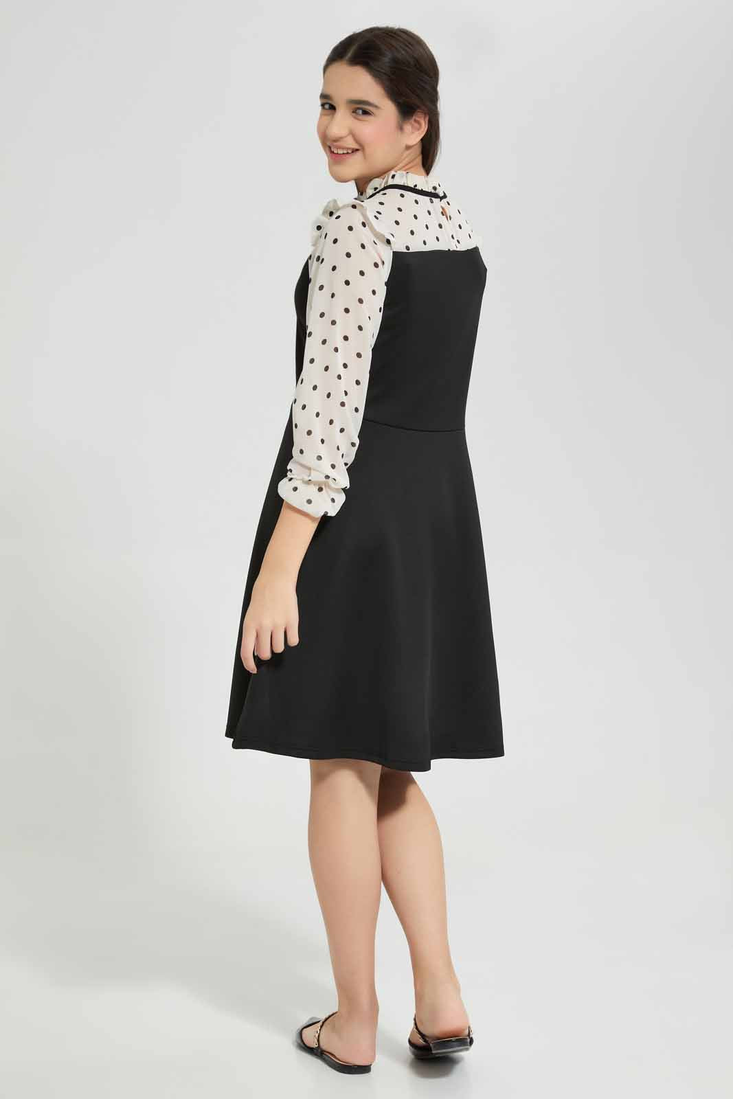 Redtag-Black-Skater-Dress-Category:Dresses,-Colour:Black,-Deals:New-In,-Filter:Senior-Girls-(8-to-14-Yrs),-GSR-Dresses,-New-In-GSR-APL,-Non-Sale,-Section:Girls-(0-to-14Yrs),-W22A-Senior-Girls-9 to 14 Years