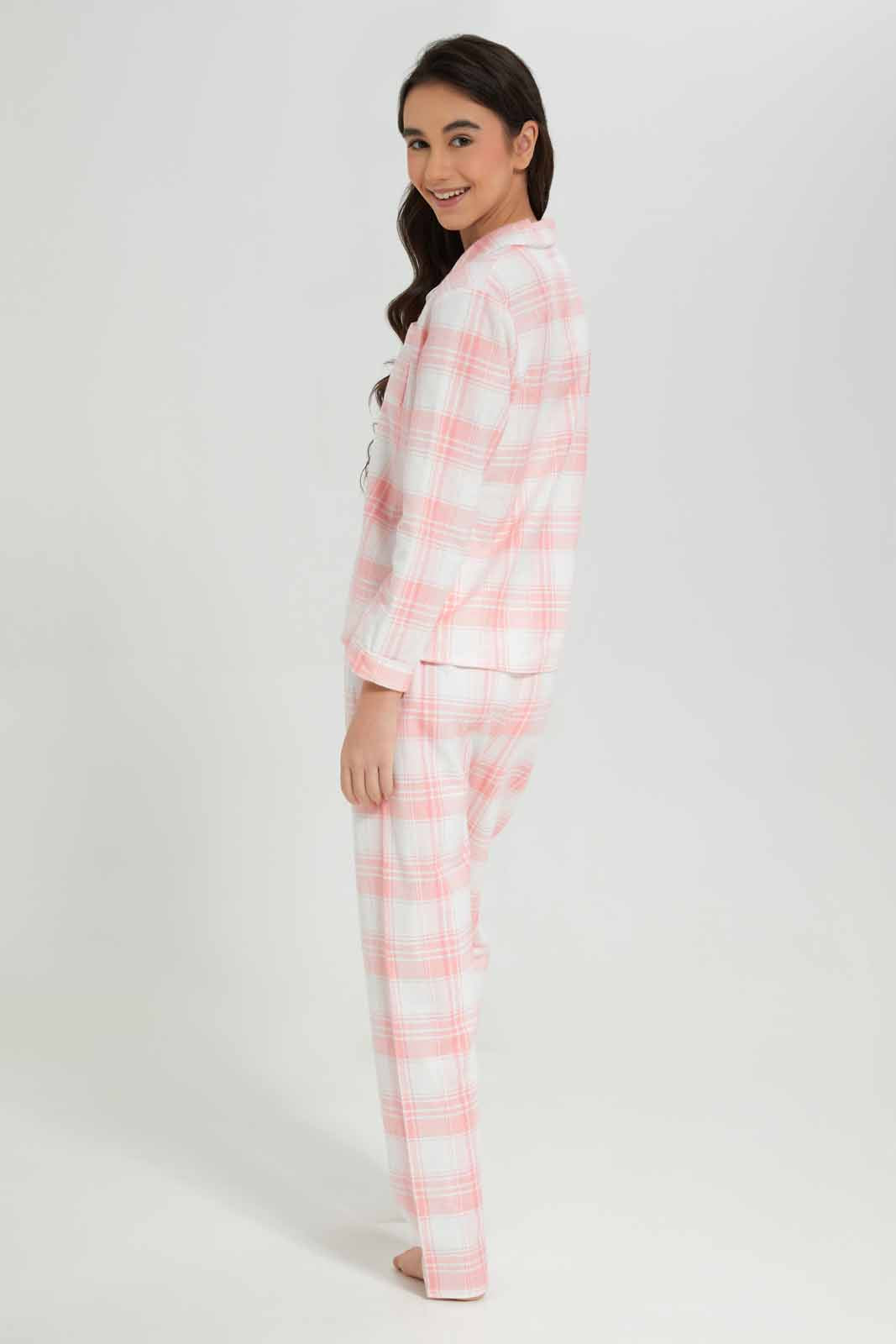 Redtag-Pink-Plaid-Flannel-Pajama-Sets-Category:Pyjama-Sets,-Colour:Assorted,-Deals:New-In,-Filter:Senior-Girls-(8-to-14-Yrs),-GSR-Pyjama-Sets,-New-In-GSR-APL,-Non-Sale,-Section:Girls-(0-to-14Yrs),-W22A-Senior-Girls-9 to 14 Years