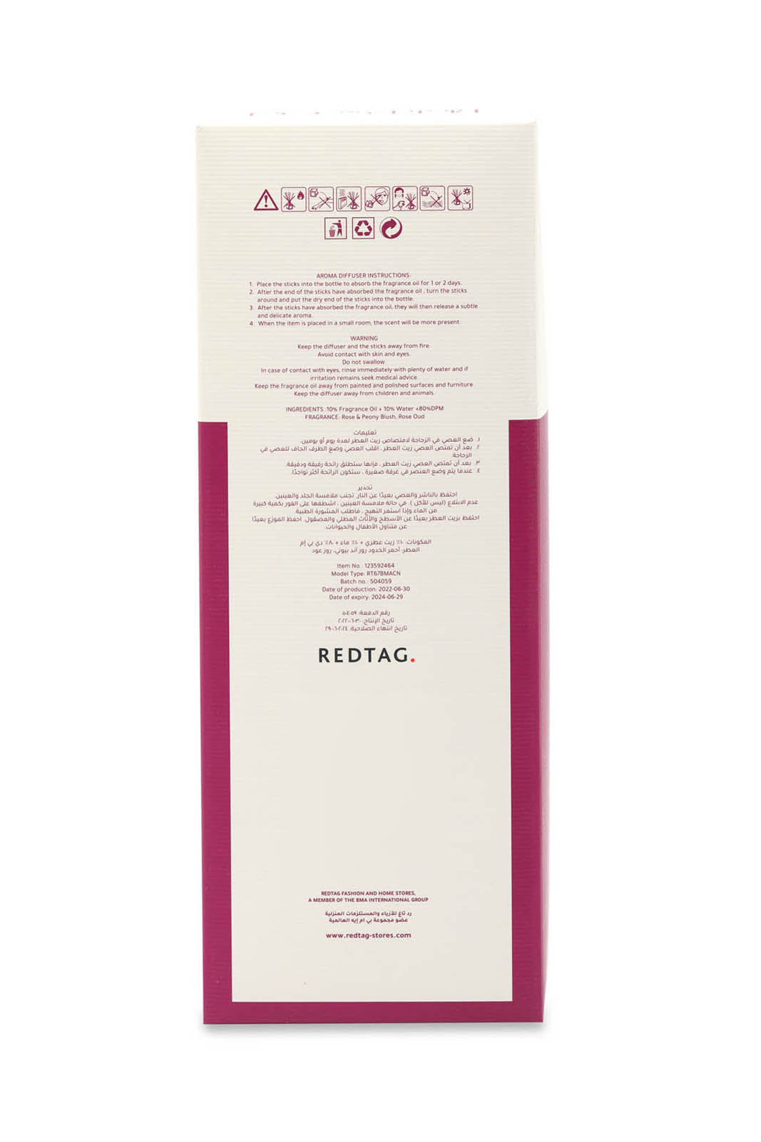 Redtag-Blush-Rose-Oud-Diffuser-With-Reed-(100Ml)-Category:Diffuser,-Colour:Pink,-Deals:New-In,-Dept:Home,-Filter:Home-Decor,-HMW-HOM-Candle-&-Fragrances,-New-In-HMW-HOM,-Non-Sale,-Section:Homewares,-W22B-Home-Decor-