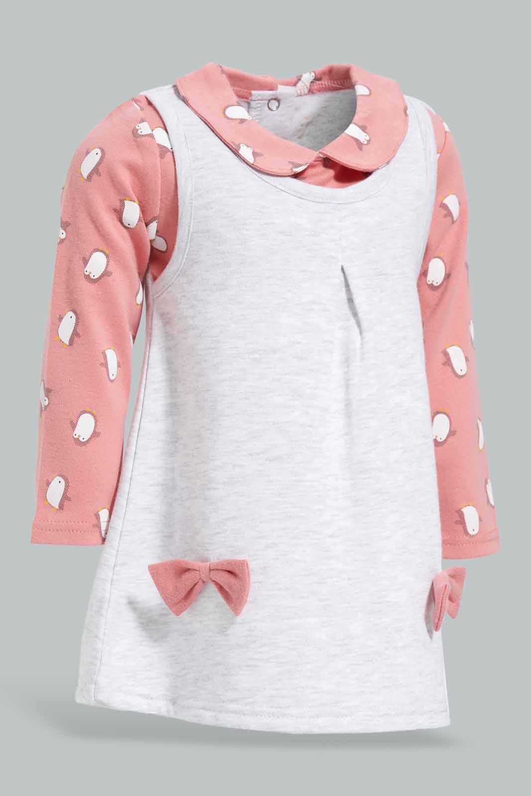 Redtag-Grey-Pl-Dungaree-Dress-Velour-Category:Dresses,-Colour:Grey,-Deals:New-In,-Dept:New-Born,-Filter:Baby-(0-to-12-Mths),-NBG-Dresses,-New-In-NBG-APL,-Non-Sale,-Section:Girls-(0-to-14Yrs),-W22B-Baby-0 to 12 Months