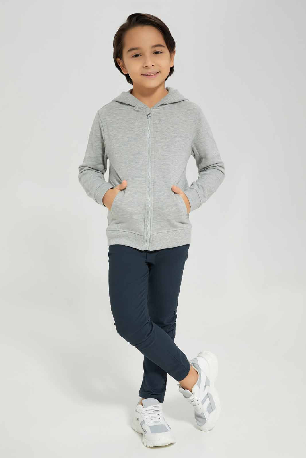 Boys Grey Hooded Sweatshirt