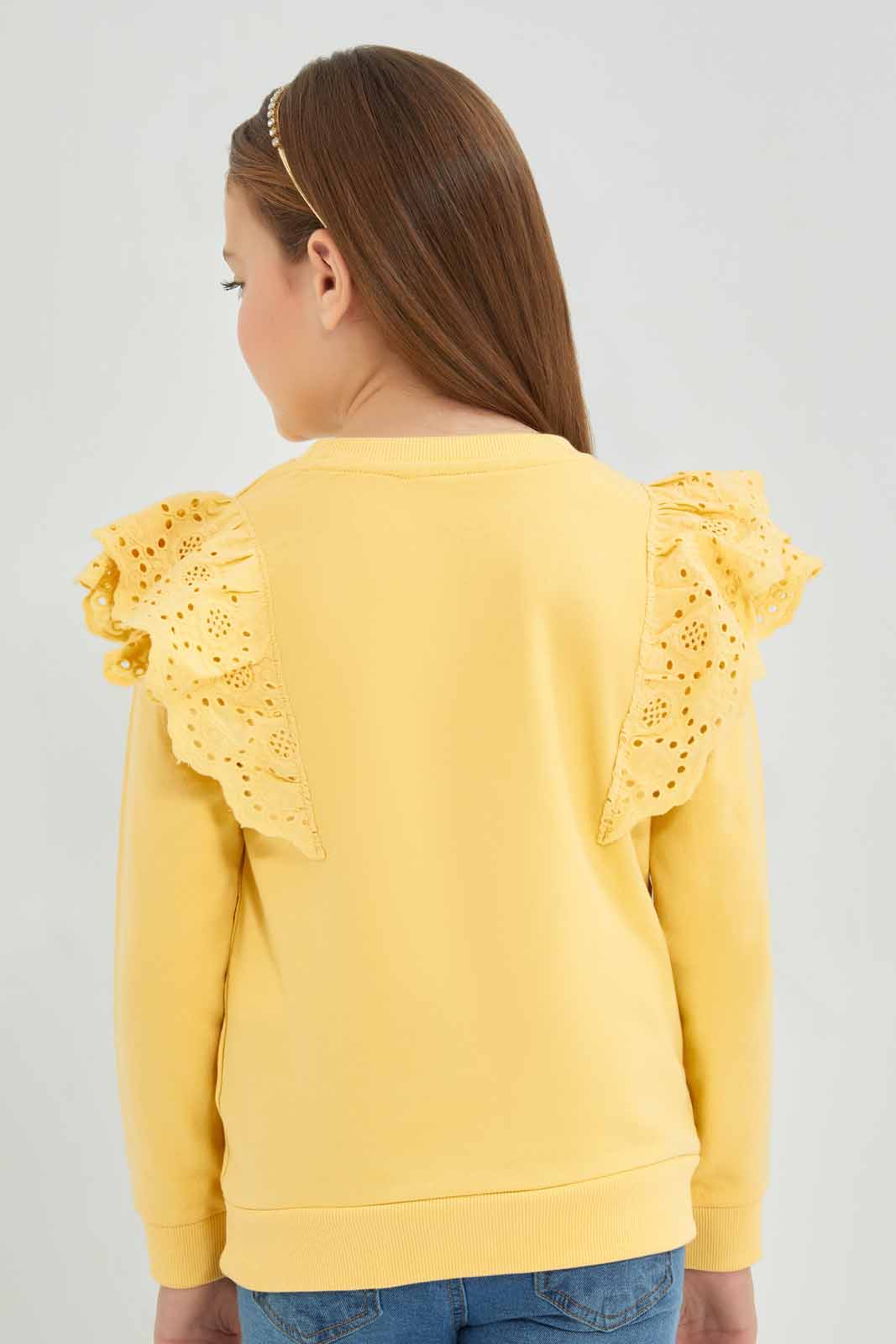 Redtag-Yellow-Long-Sleeve-Sweatshirt-With-Fill-At-Shoulder-Category:Sweatshirts,-Colour:Yellow,-Deals:New-In,-Filter:Girls-(2-to-8-Yrs),-GIR-Sweatshirts,-New-In-GIR-APL,-Non-Sale,-Section:Girls-(0-to-14Yrs),-W22B-Girls-2 to 8 Years