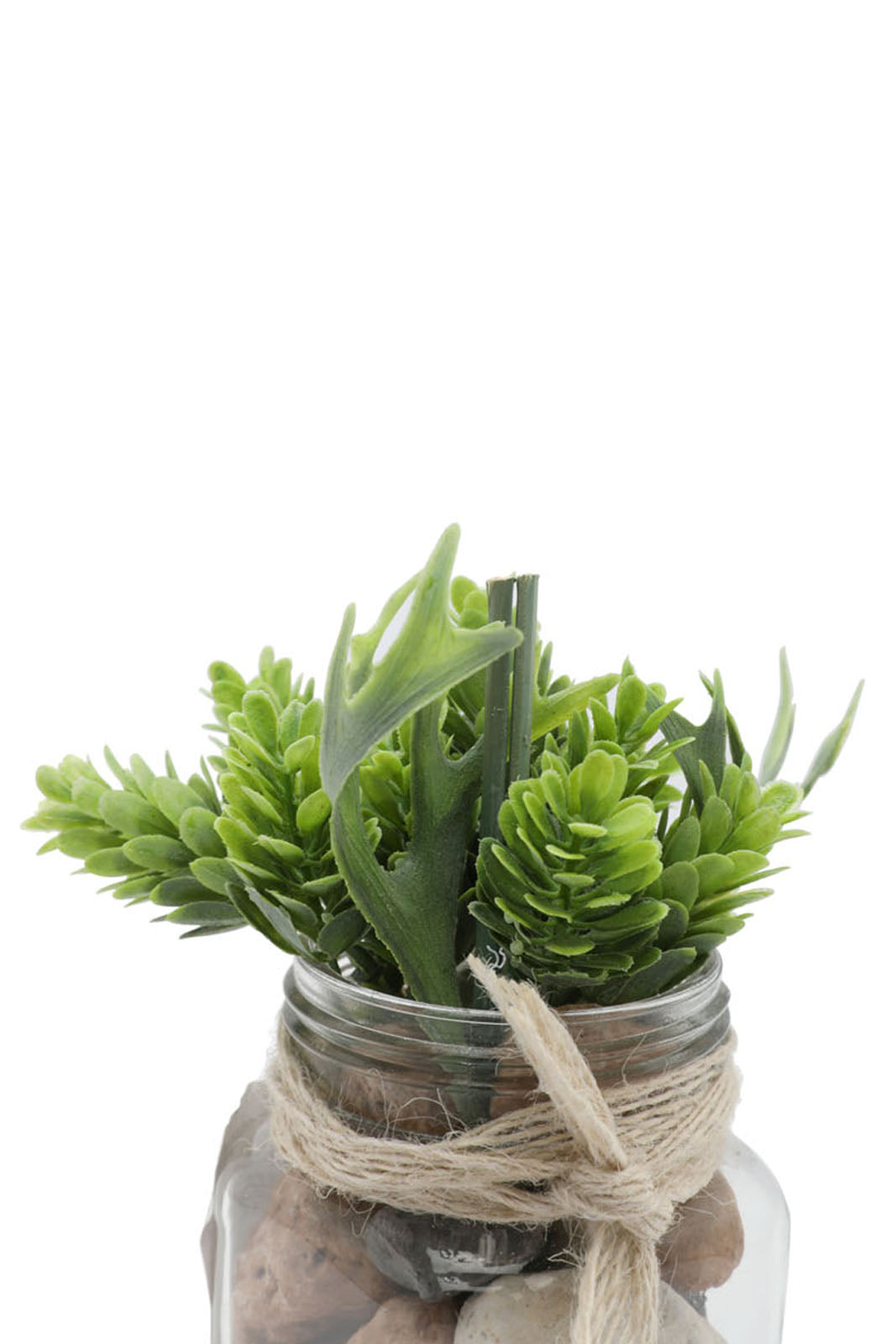 Redtag-Assorted-Artificial-Assorted-Cluster-Leaf-And-Stone-In-Tall-Glass-Jar-Category:Plants-&-Flowers,-Colour:Assorted,-Deals:New-In,-Dept:Home,-Filter:Home-Decor,-HMW-HOM-Decorative-Accessories,-New-In-HMW-HOM,-Non-Sale,-Section:Homewares,-W22B-Home-Decor-