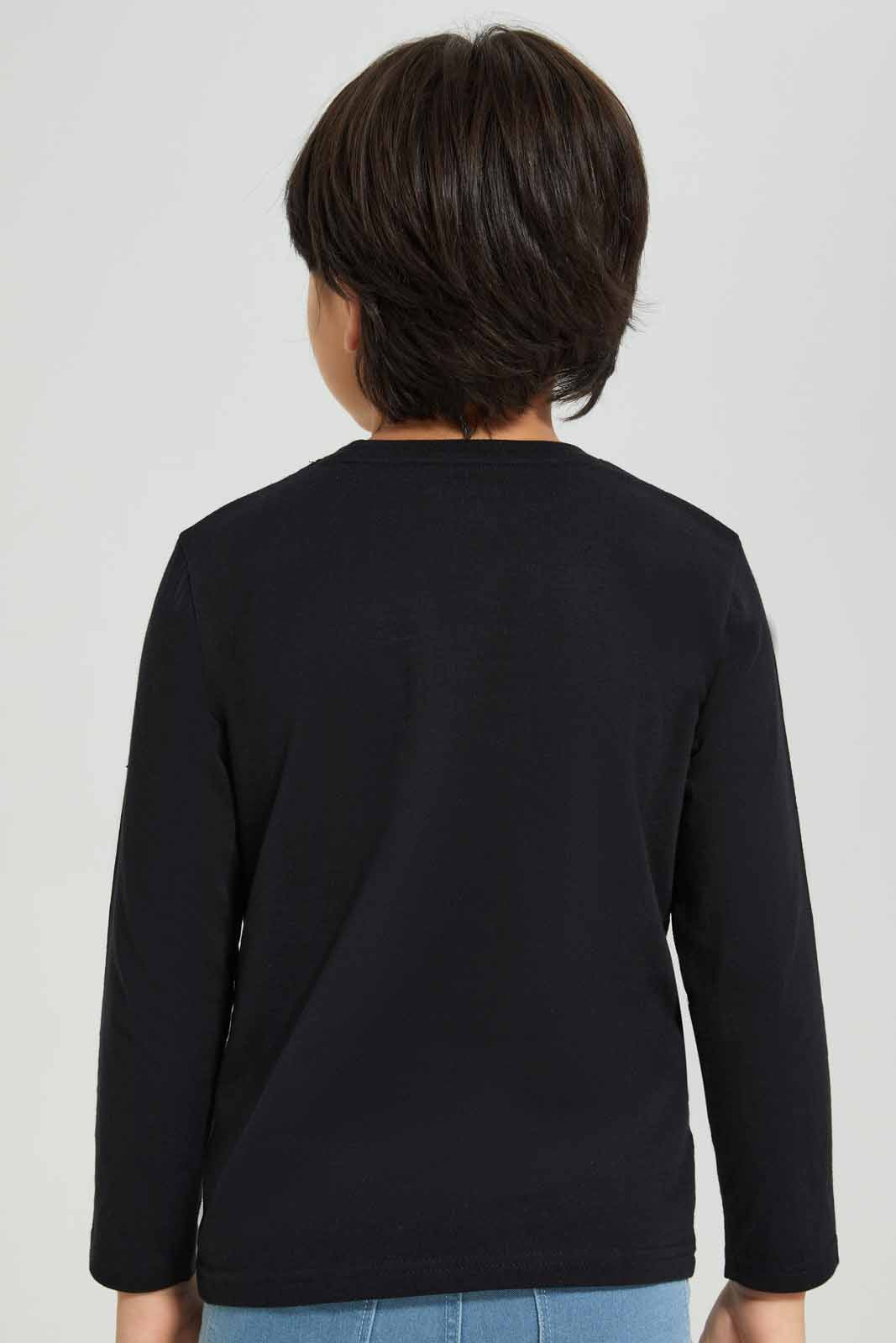 Redtag-Black-Spale-Forle-Long-Sleeve-Graphic-T--Shirt-BOY-T-Shirts,-Category:T-Shirts,-Colour:Black,-Deals:New-In,-Filter:Boys-(2-to-8-Yrs),-New-In-BOY-APL,-Non-Sale,-Section:Boys-(0-to-14Yrs),-TBL,-W22B-Boys-2 to 8 Years