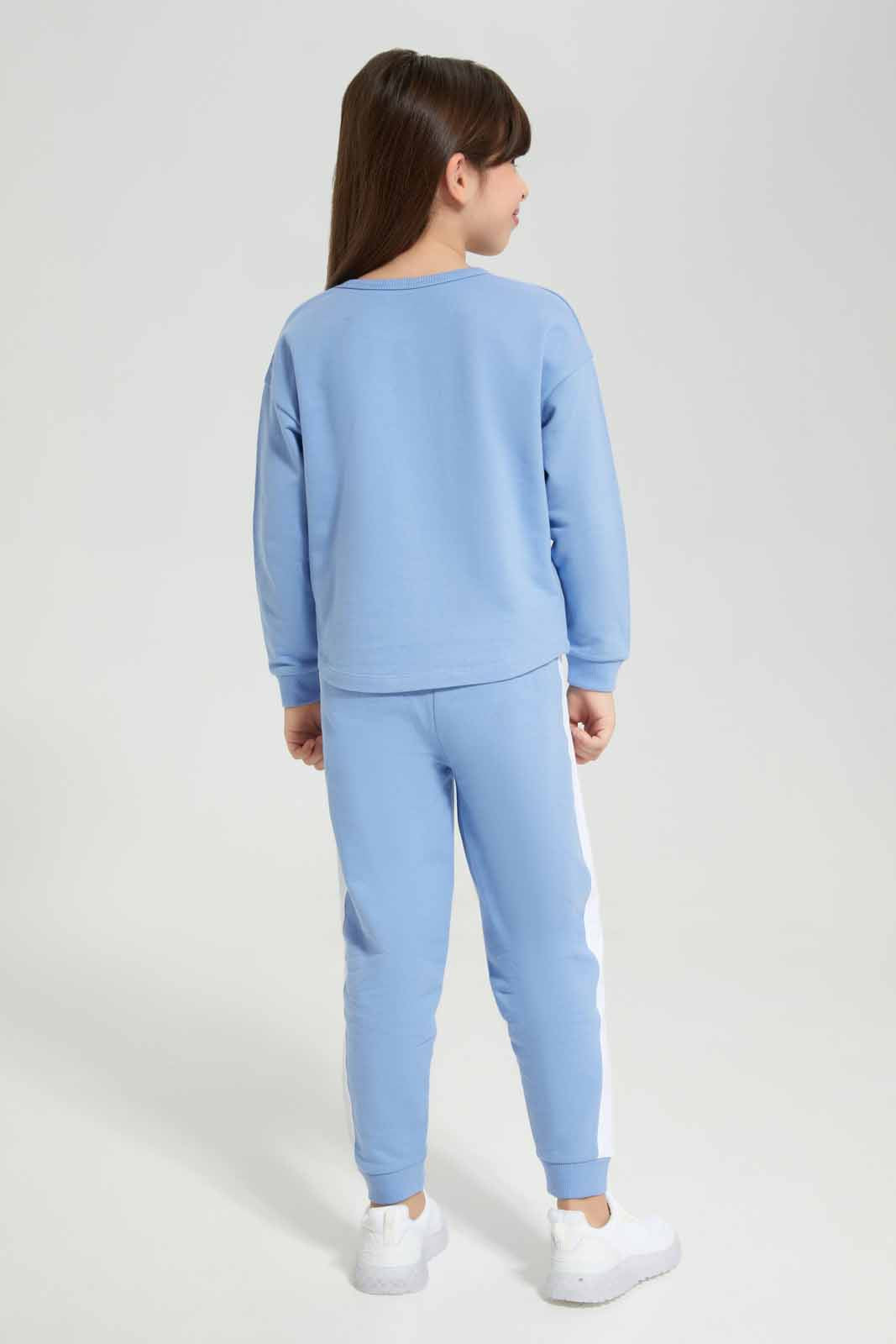 Redtag-Blue-French-Terry-Jogsuit-Category:Jog-Sets,-Colour:Blue,-Deals:New-In,-Filter:Girls-(2-to-8-Yrs),-GIR-Jog-Sets,-New-In-GIR-APL,-Non-Sale,-Section:Girls-(0-to-14Yrs),-W22B-Girls-2 to 8 Years