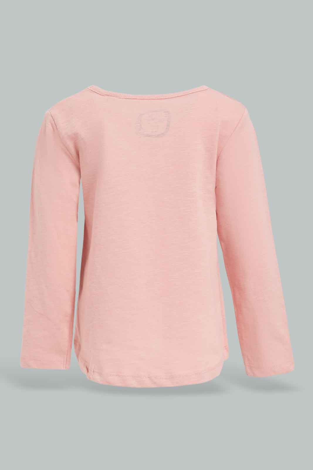 Redtag-Pink-Bonjour-Print-Graphic-Tee-Category:T-Shirts,-Colour:Apricot,-Deals:New-In,-Filter:Infant-Girls-(3-to-24-Mths),-ING-T-Shirts,-New-In-ING-APL,-Non-Sale,-Section:Girls-(0-to-14Yrs),-TBL,-W22B-Infant-Girls-3 to 24 Months
