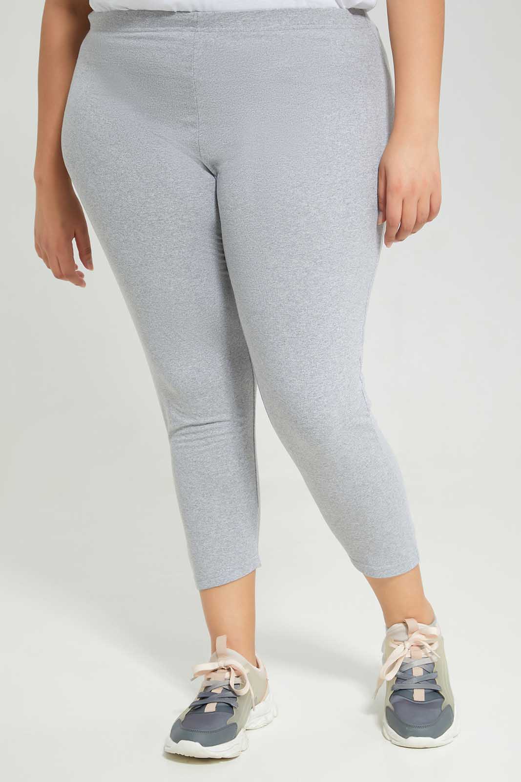 Plus Size Women Navy And Grey Basic Legging (2 Piece)