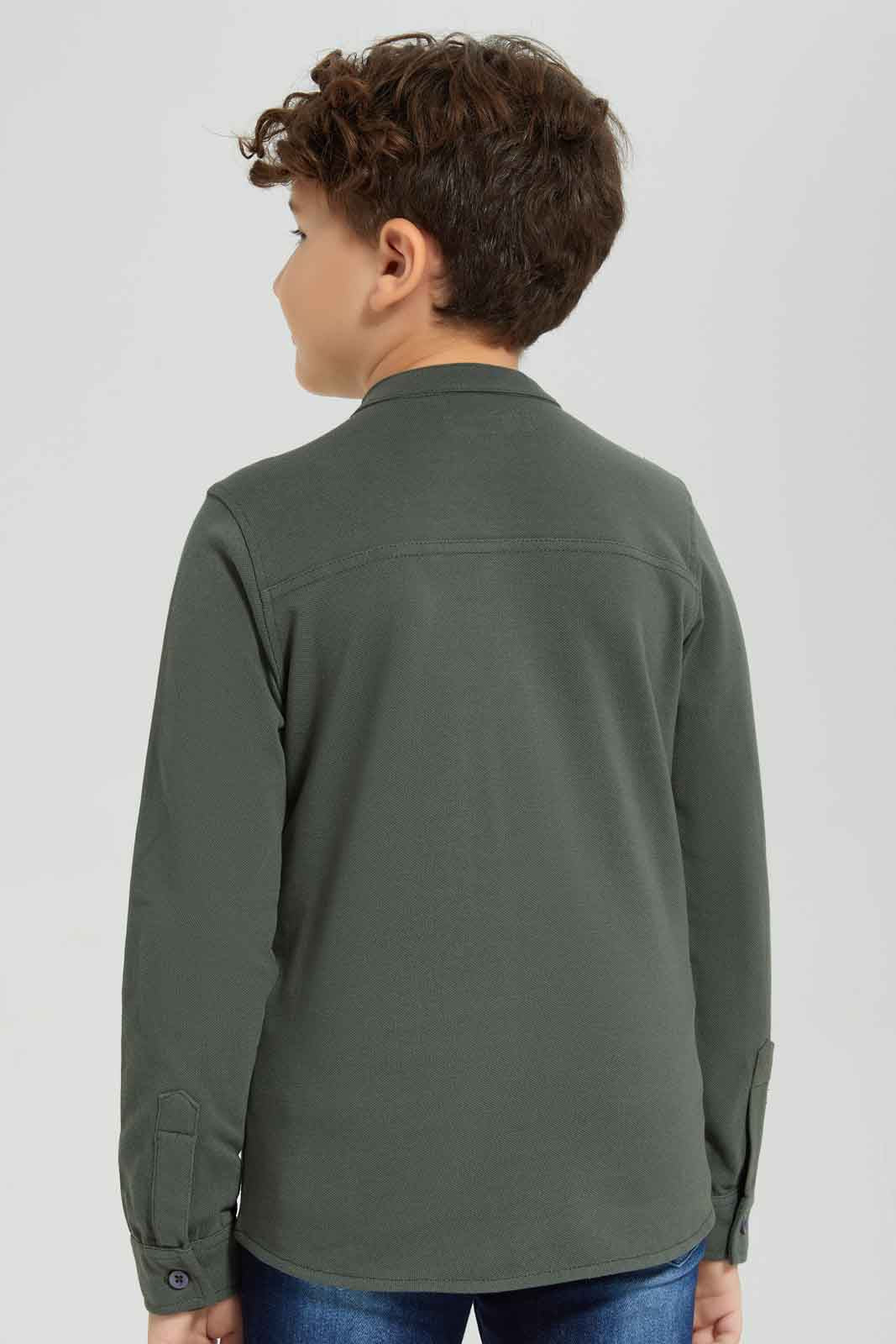 Redtag-Olive-Pique-Long-Sleeve-Shirt-BOY-Shirts,-Category:Shirts,-Colour:Olive,-Deals:New-In,-Dept:Boys,-Filter:Boys-(2-to-8-Yrs),-New-In-BOY-APL,-Non-Sale,-Section:Boys-(0-to-14Yrs),-TBL,-W22B-Boys-2 to 8 Years