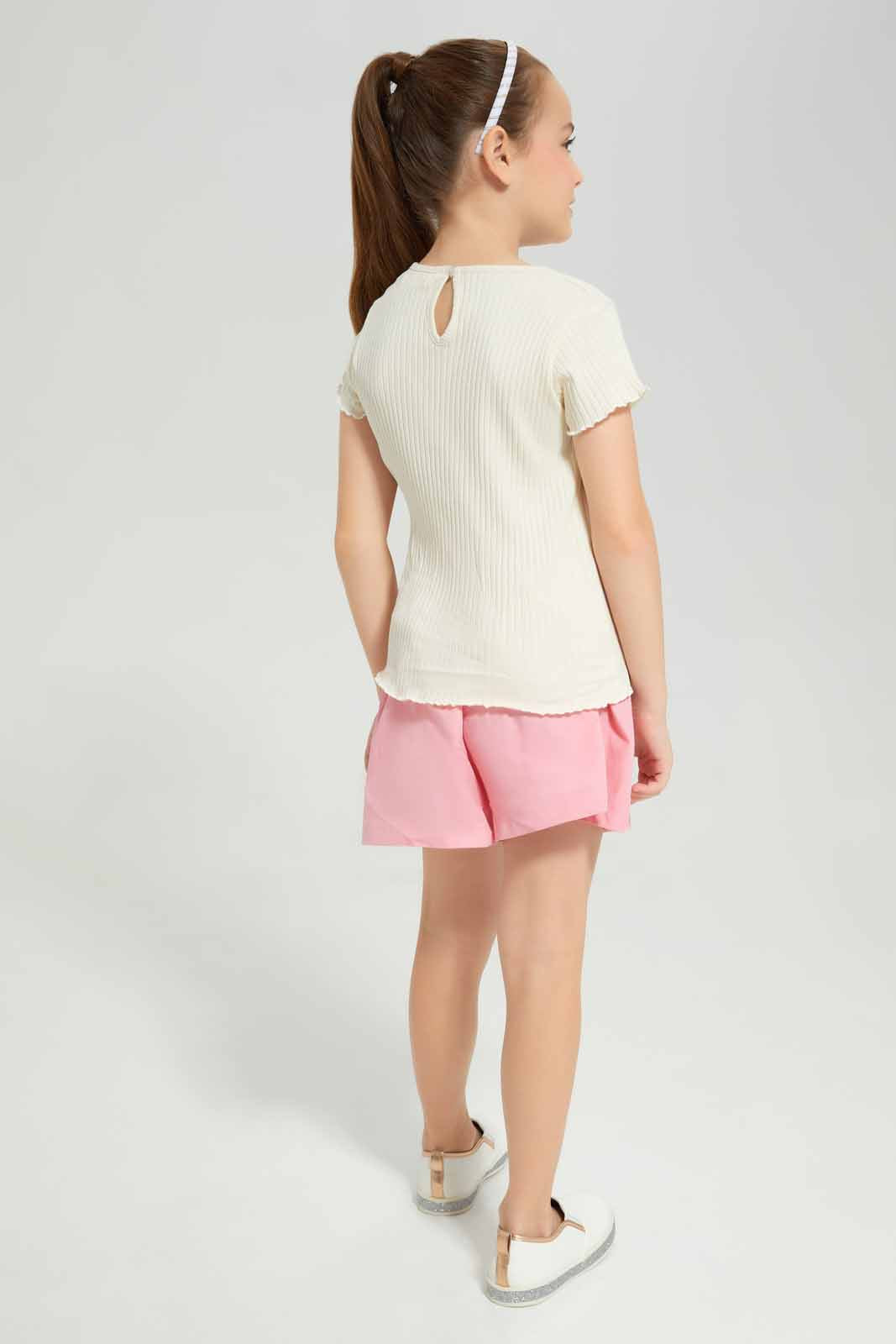 Girls White and Pink Embellished Sets (2 Piece)