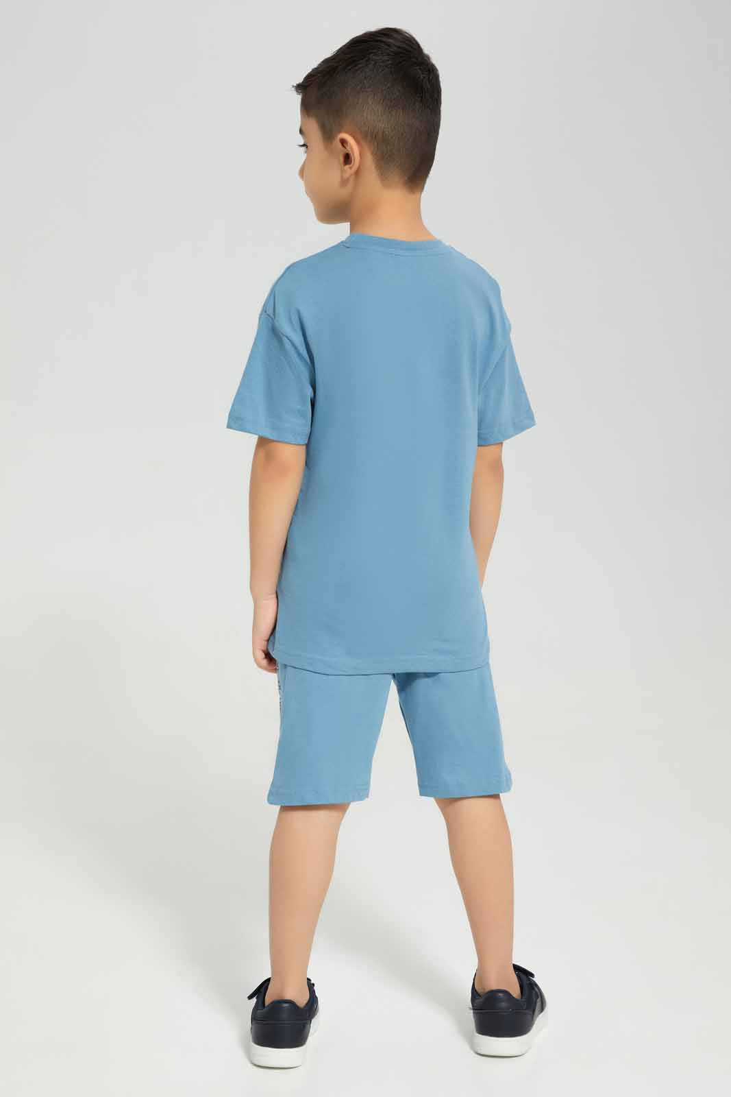 Redtag-Blue-Adventurer-T-shirt-And-Shorts-Set-BOY-Sets,-Category:Sets,-Colour:Blue,-Deals:New-In,-Filter:Boys-(2-to-8-Yrs),-New-In-BOY-APL,-Non-Sale,-Section:Boys-(0-to-14Yrs),-W22A-Boys-2 to 8 Years