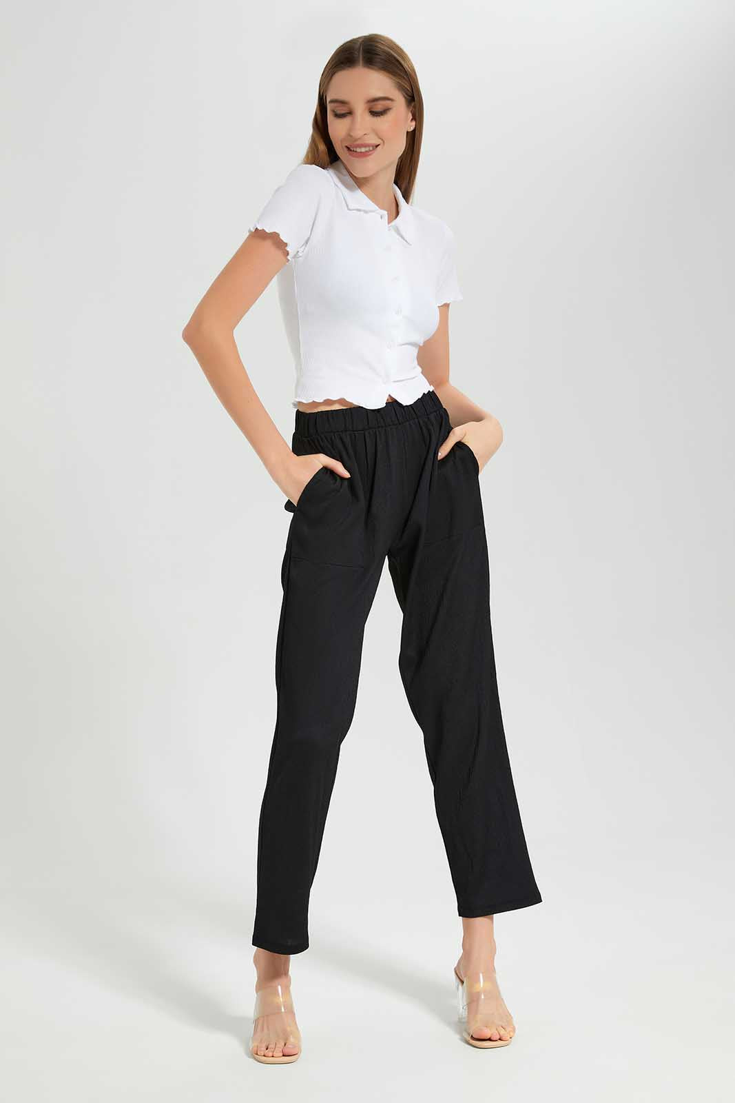 Redtag-White-Collared-ShortSleeve-Top-Category:Tops,-Colour:White,-Deals:New-In,-Filter:Women's-Clothing,-LEC,-LEC-Tops,-New-In-LEC-APL,-Non-Sale,-Section:Women,-W22B-Women's-
