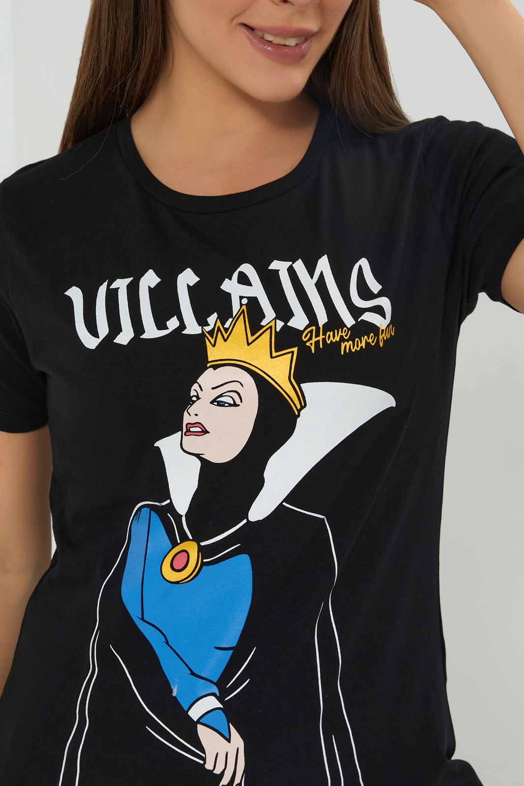 Redtag-Black-Villian-Printed-T-shirt-Category:T-Shirts,-Colour:Black,-Deals:New-In,-Dept:Ladieswear,-Filter:Women's-Clothing,-New-In-Women-APL,-Non-Sale,-Section:Women,-TBL,-W22B,-Women-T-Shirts-Women's-