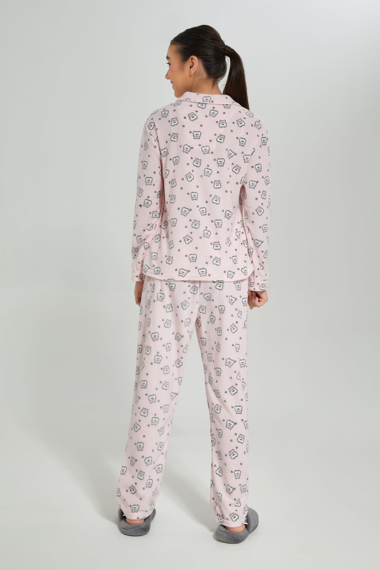 Senior Girls Pink Printed Pajama Set (2 Piece)