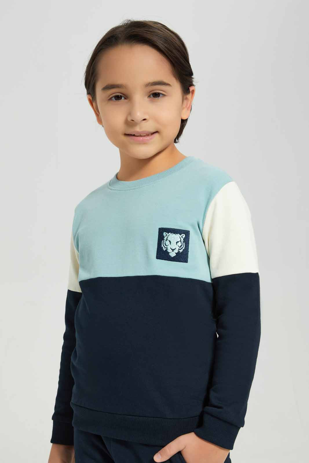Redtag-Mint-Crew-Neck-Paneled-Jog-Suit-BOY-Jog-Sets,-Category:Jog-Sets,-Colour:Mint,-Deals:New-In,-Filter:Boys-(2-to-8-Yrs),-New-In-BOY-APL,-Non-Sale,-Section:Boys-(0-to-14Yrs),-W22B-Boys-2 to 8 Years