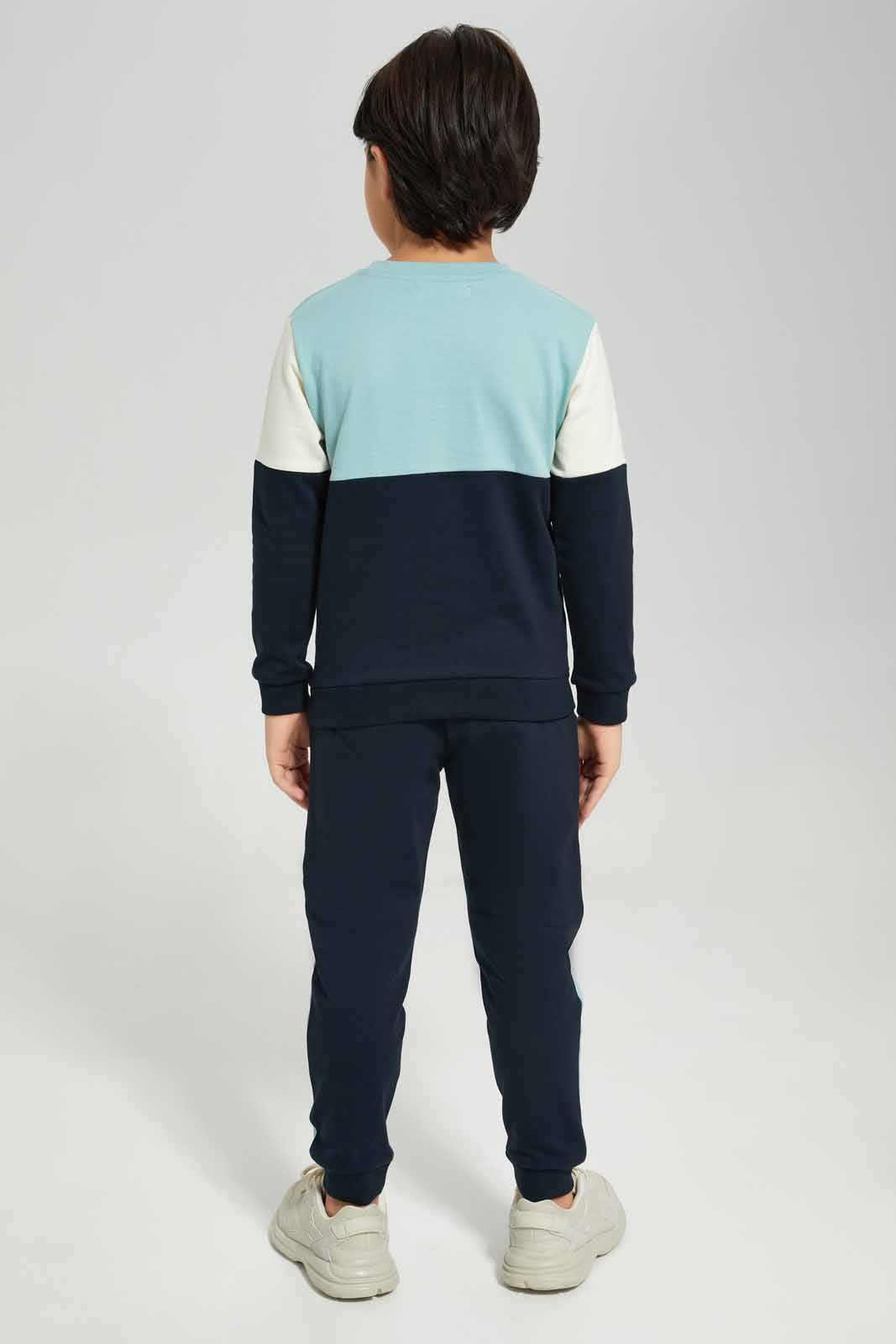 Redtag-Mint-Crew-Neck-Paneled-Jog-Suit-BOY-Jog-Sets,-Category:Jog-Sets,-Colour:Mint,-Deals:New-In,-Filter:Boys-(2-to-8-Yrs),-New-In-BOY-APL,-Non-Sale,-Section:Boys-(0-to-14Yrs),-W22B-Boys-2 to 8 Years