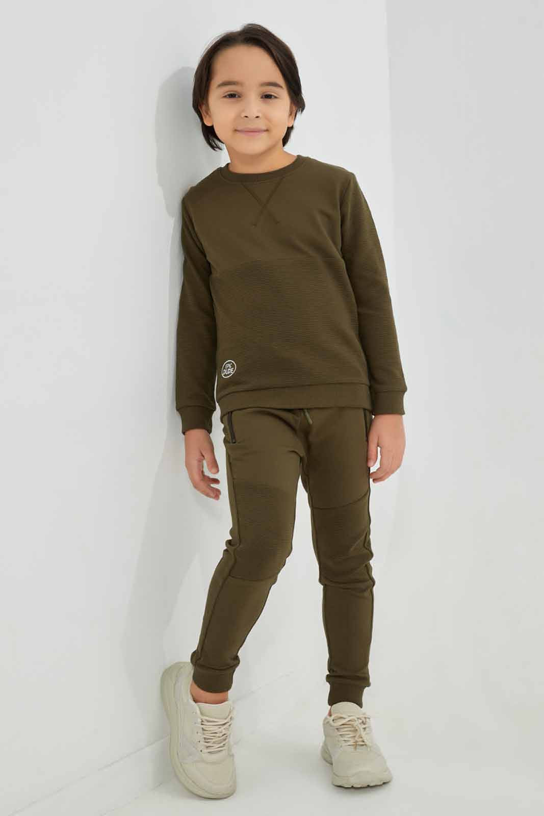 Redtag-Green-Crew-Neck-Paneled-Jog-Suit-BOY-Jog-Sets,-Category:Jog-Sets,-Colour:Green,-Deals:New-In,-Filter:Boys-(2-to-8-Yrs),-New-In-BOY-APL,-Non-Sale,-Section:Boys-(0-to-14Yrs),-W22B-Boys-2 to 8 Years