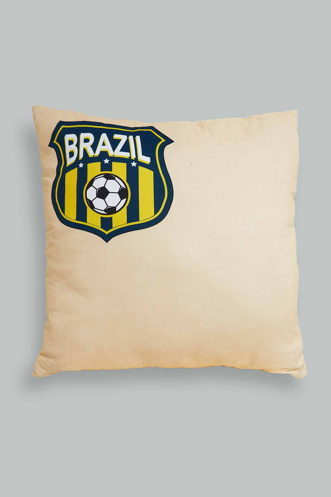 Redtag-Beige-Brazil-Fifa-Cushion-Category:Cushions,-Colour:Beige,-Deals:New-In,-Filter:Home-Bedroom,-HMW-BED-Cushions,-New-In-HMW-BED,-Non-Sale,-Section:Homewares,-W22B-Home-Bedroom-