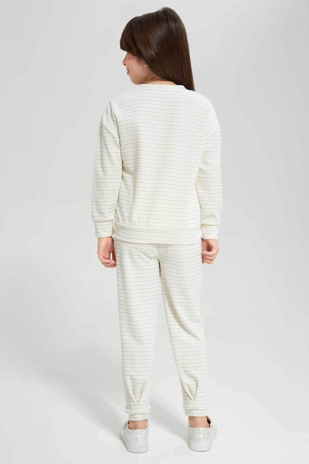 Redtag-Girls-White-Velevet-With-Lurex-Jogsuit-Category:Jog-Sets,-Colour:White,-Deals:New-In,-Filter:Girls-(2-to-8-Yrs),-GIR-Jog-Sets,-New-In-GIR-APL,-Non-Sale,-Section:Girls-(0-to-14Yrs),-W22B-Girls-2 to 8 Years
