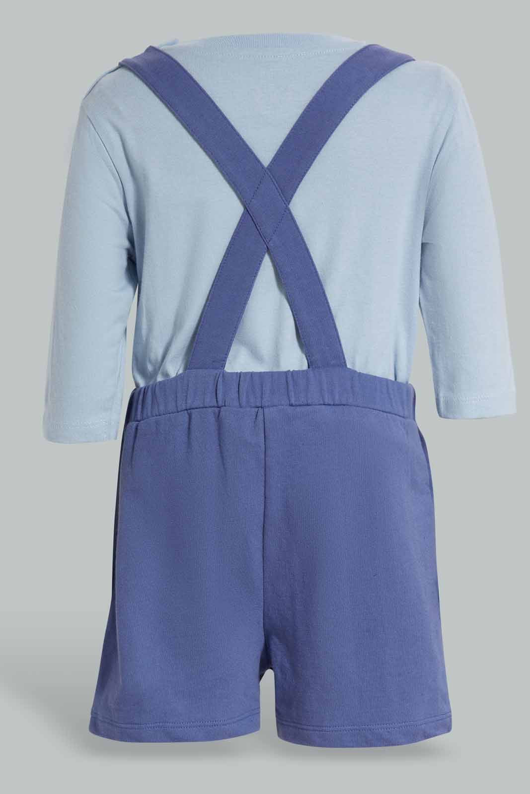 Redtag-Boys-Navy-Dino-Dungaree-Category:Sets,-Colour:Navy,-Deals:New-In,-Filter:Infant-Boys-(3-to-24-Mths),-INB-Sets,-New-In-INB-APL,-Non-Sale,-Section:Boys-(0-to-14Yrs),-W22B-Infant-Boys-3 to 24 Months