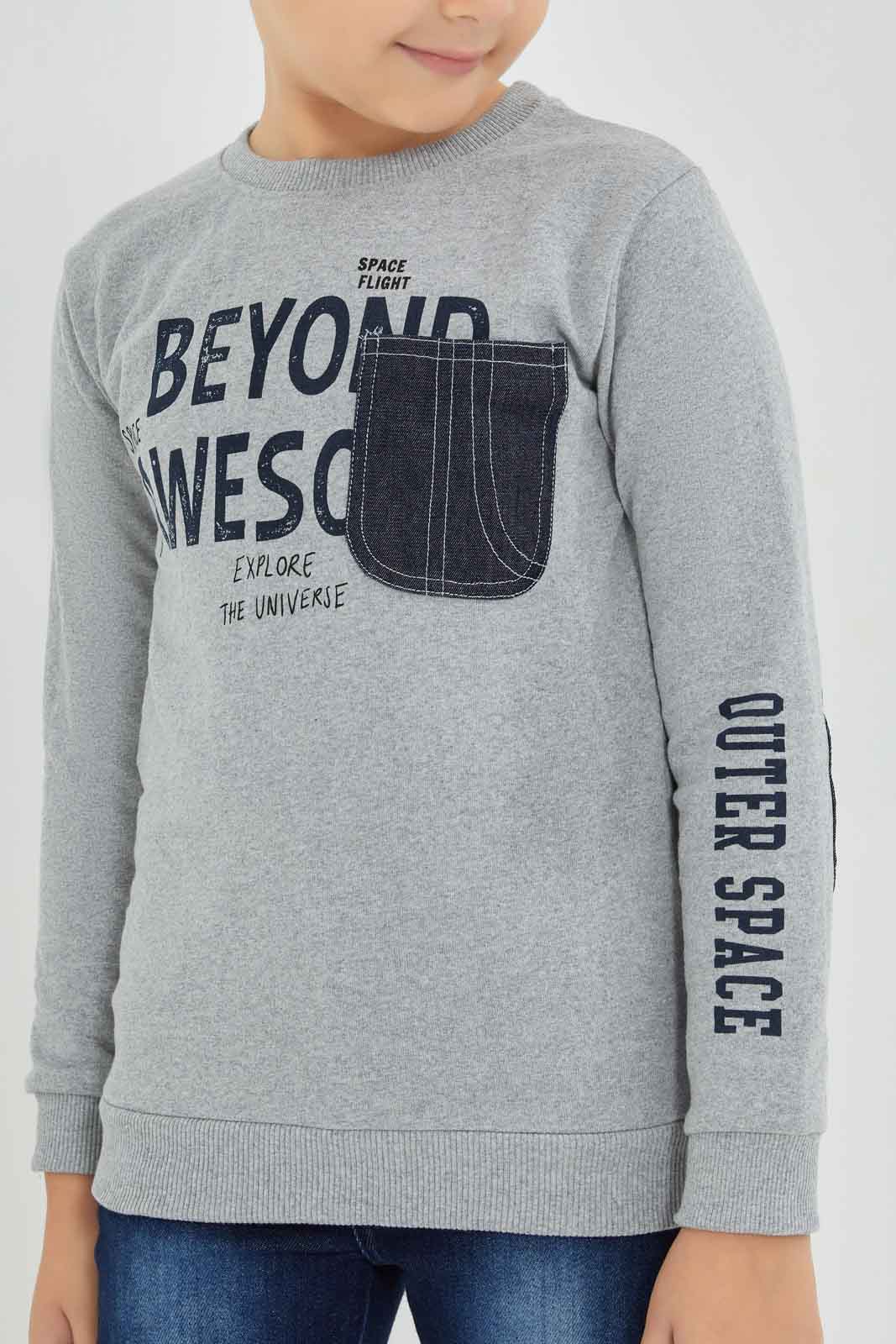 Redtag-Boys-Grey-Marl-Denim-Pocket-Oversized-Sweatshirt-BOY-Sweatshirts,-Category:Sweatshirts,-Colour:Grey,-Deals:New-In,-Dept:Boys,-Filter:Boys-(2-to-8-Yrs),-New-In-BOY-APL,-Non-Sale,-Section:Boys-(0-to-14Yrs),-W22B-Boys-2 to 8 Years