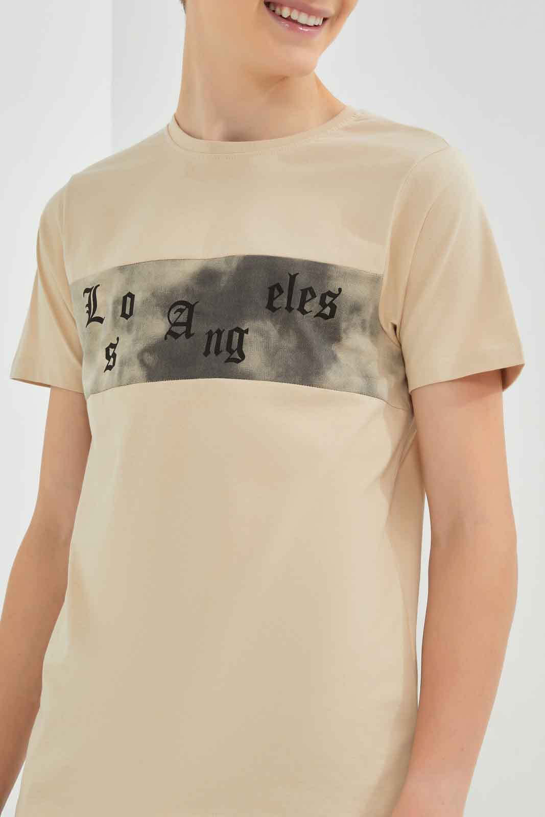 Redtag-Boys-Beige-La-Flock-Print-Tee-BSR-T-Shirts,-Category:T-Shirts,-Colour:Beige,-Deals:New-In,-Dept:Boys,-Filter:Senior-Boys-(8-to-14-Yrs),-New-In-BSR-APL,-Non-Sale,-Section:Boys-(0-to-14Yrs),-W22B-Senior-Boys-9 to 14 Years