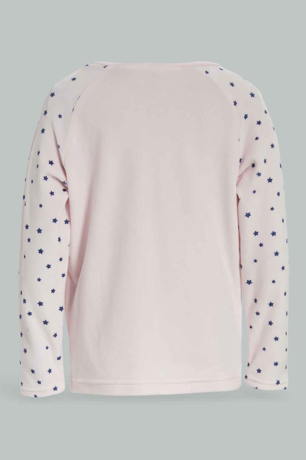 Redtag-Girls-Baby-Pink-Placement-Print-Velour-Top-&-Bottom-Set-Category:Pyjama-Sets,-Colour:Apricot,-Deals:New-In,-Filter:Infant-Girls-(3-to-24-Mths),-ING-Pyjama-Sets,-New-In-ING-APL,-Non-Sale,-Section:Girls-(0-to-14Yrs),-W22B-Infant-Girls-