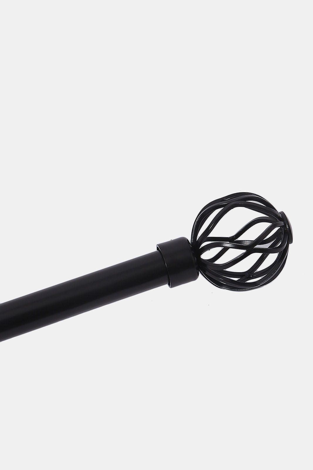 Black Powder Coated Finish Extendable Single Curtain Rod With Round Finial