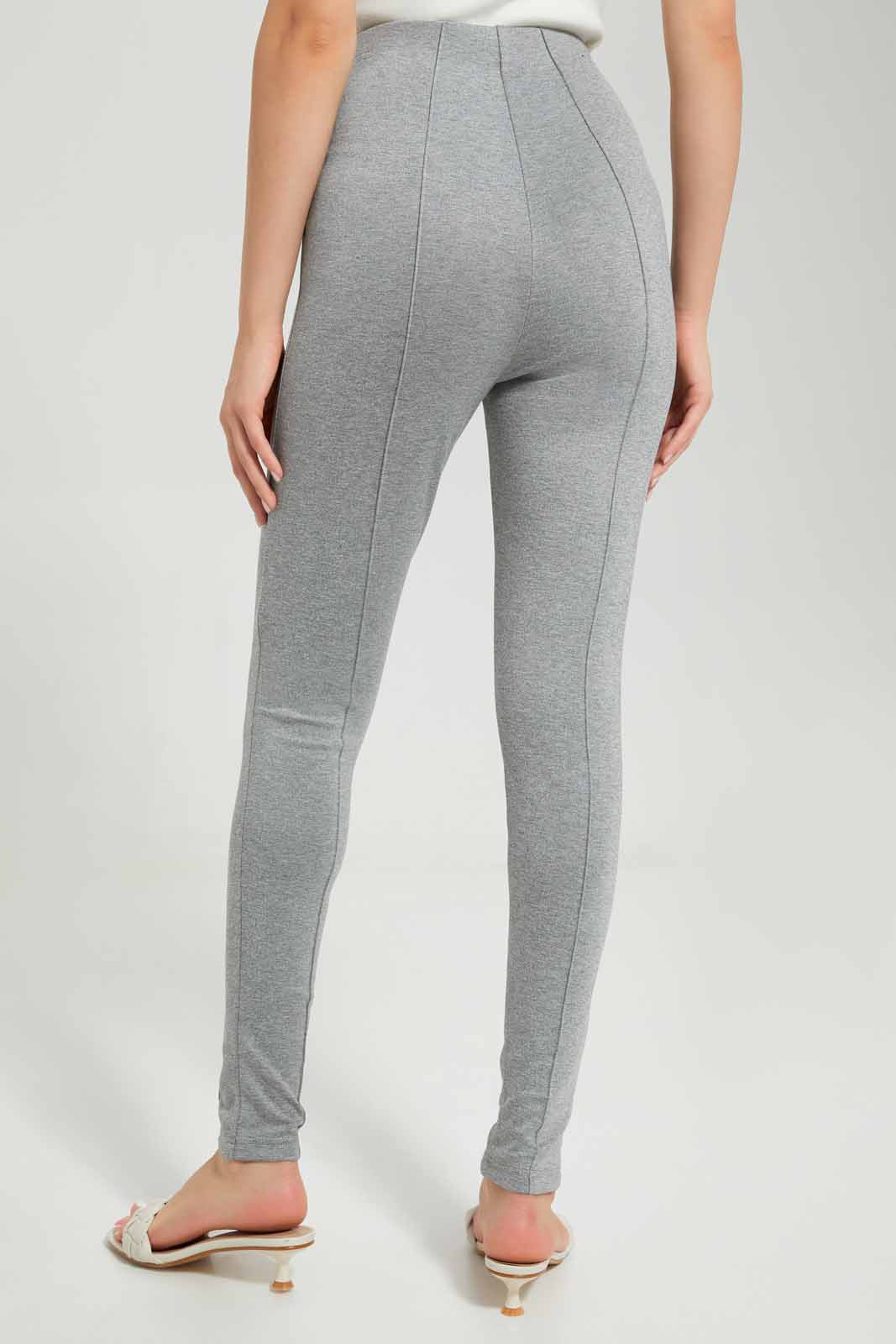 Redtag-Women-Grey-Pleated-Pontie-Legging-Category:Jeggings,-Colour:Grey,-Deals:New-In,-Filter:Women's-Clothing,-New-In-Women-APL,-Non-Sale,-Section:Women,-W22A,-Women-Jeggings-Women's-