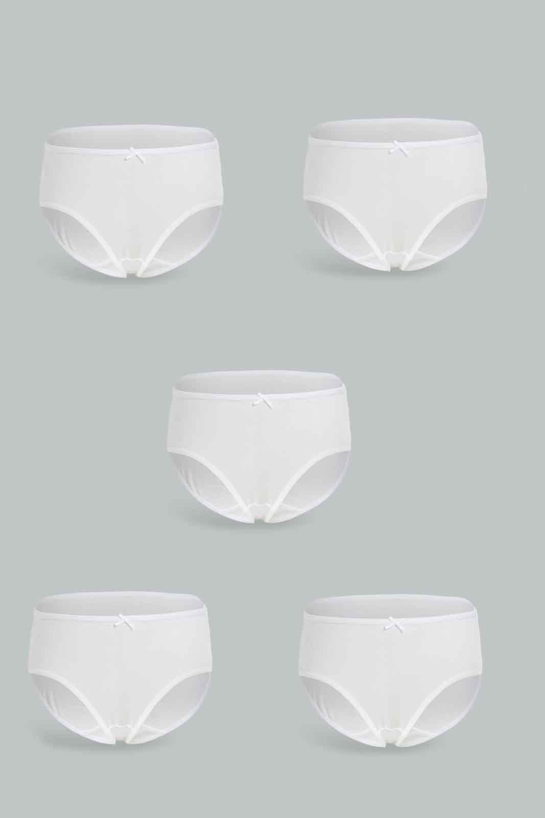 Redtag-Girls-5Pk-Brief---White-Pack-365,-Category:Briefs,-Colour:White,-Deals:New-In,-ESS,-Filter:Girls-(2-to-8-Yrs),-GIR-Briefs,-New-In-GIR-APL,-Non-Sale,-Section:Girls-(0-to-14Yrs)-Girls-2 to 8 Years
