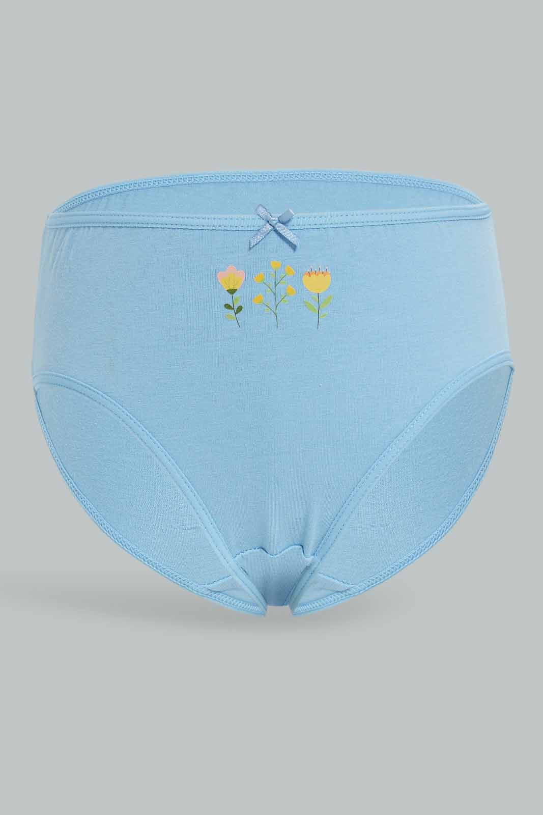 Redtag-Girls-5Pk-Brief-Florals---Navy/Grey-&-Pink-365,-Category:Briefs,-Colour:Navy,-Deals:New-In,-Dept:Girls,-ESS,-Filter:Girls-(2-to-8-Yrs),-GIR-Briefs,-New-In-GIR-APL,-Non-Sale,-Section:Girls-(0-to-14Yrs)-Girls-2 to 8 Years