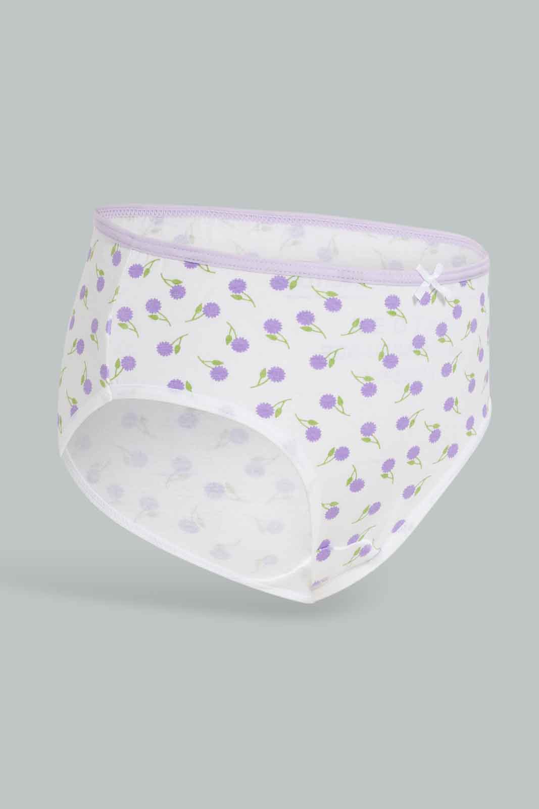 Redtag-Girls-7Pk-Brief-Floral---Dusty-Pink/White-365,-Category:Briefs,-Colour:White,-Deals:New-In,-ESS,-Filter:Girls-(2-to-8-Yrs),-GIR-Briefs,-New-In-GIR-APL,-Non-Sale,-Section:Girls-(0-to-14Yrs)-Girls-2 to 8 Years
