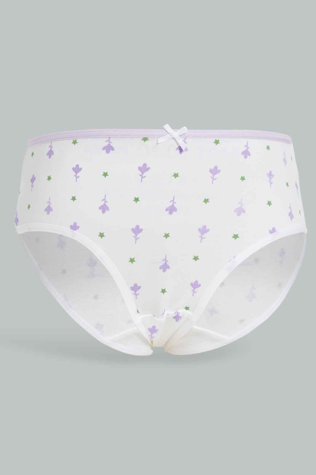 Redtag-Girls-7Pk-Brief-Floral---Dusty-Pink/White-365,-Category:Briefs,-Colour:White,-Deals:New-In,-ESS,-Filter:Girls-(2-to-8-Yrs),-GIR-Briefs,-New-In-GIR-APL,-Non-Sale,-Section:Girls-(0-to-14Yrs)-Girls-2 to 8 Years