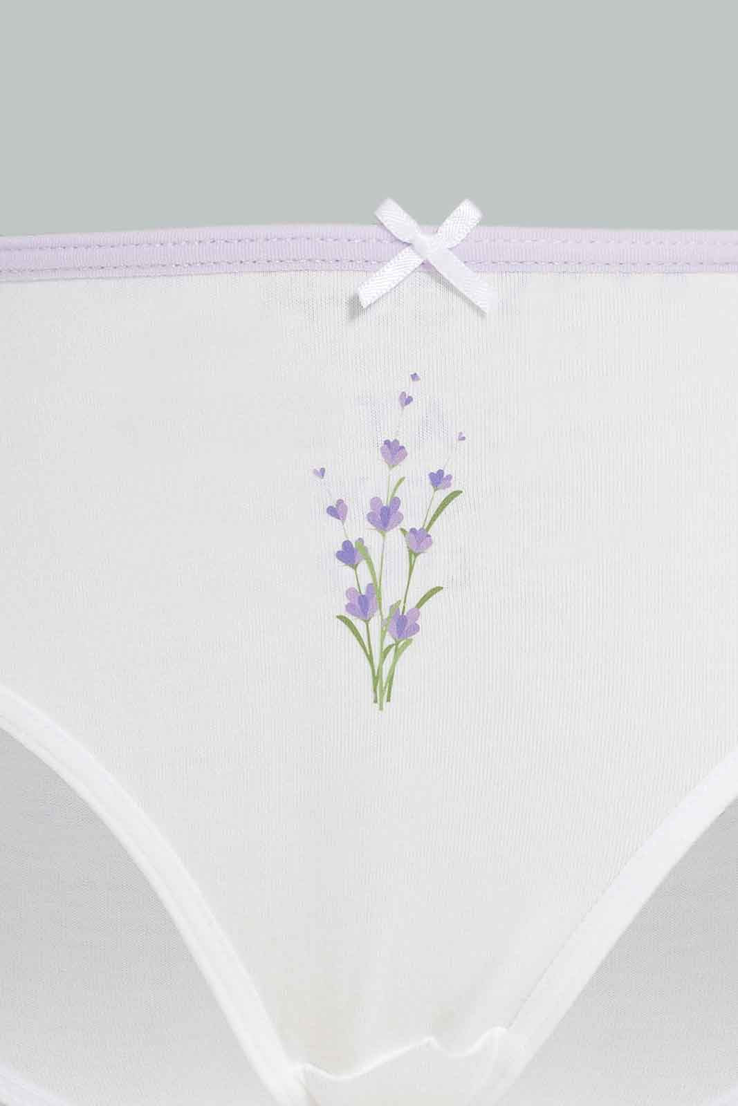 Redtag-Girls-7Pk-Brief-Floral---Dusty-Pink/White-365,-Category:Briefs,-Colour:White,-Deals:New-In,-ESS,-Filter:Girls-(2-to-8-Yrs),-GIR-Briefs,-New-In-GIR-APL,-Non-Sale,-Section:Girls-(0-to-14Yrs)-Girls-2 to 8 Years