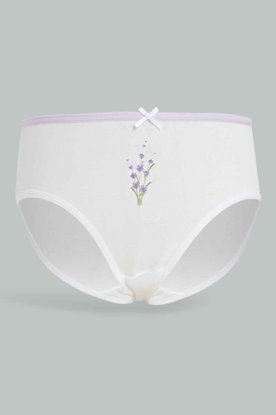 Redtag-Girls-7Pk-Brief-Floral---Dusty-Pink/White-365,-Category:Briefs,-Colour:White,-Deals:New-In,-ESS,-Filter:Girls-(2-to-8-Yrs),-GIR-Briefs,-New-In-GIR-APL,-Non-Sale,-Section:Girls-(0-to-14Yrs)-Girls-2 to 8 Years
