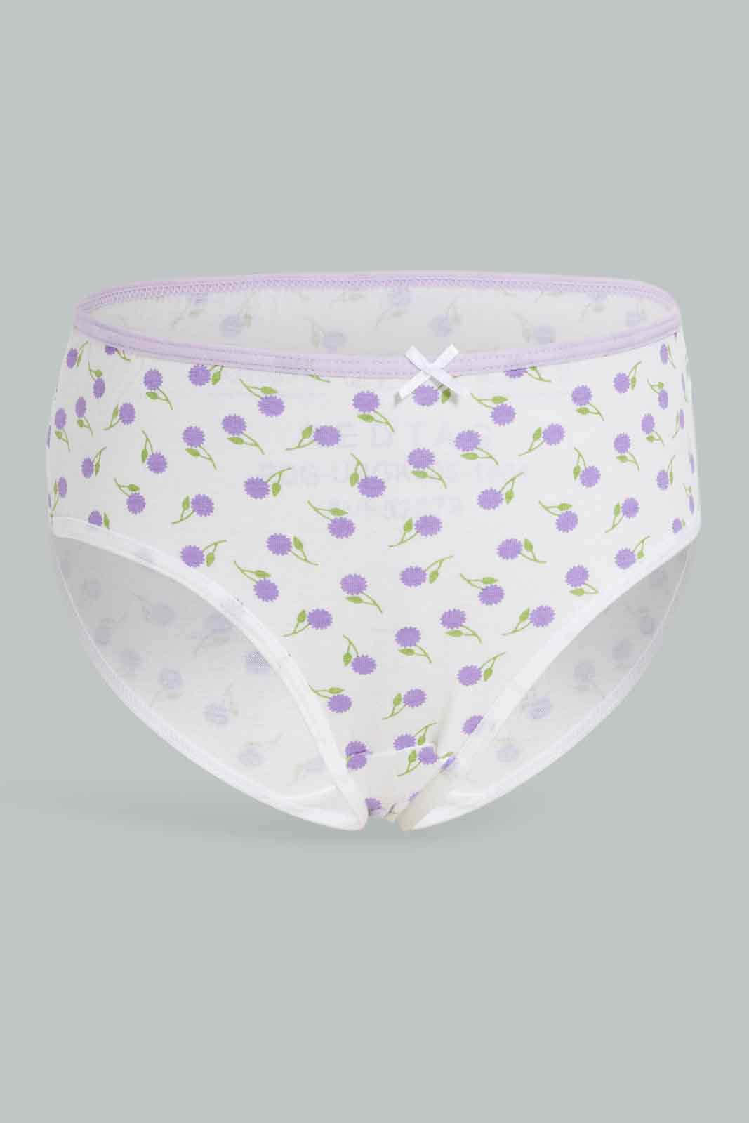 Redtag-Girls-7Pk-Brief-Floral---Dusty-Pink/White-365,-Category:Briefs,-Colour:White,-Deals:New-In,-ESS,-Filter:Girls-(2-to-8-Yrs),-GIR-Briefs,-New-In-GIR-APL,-Non-Sale,-Section:Girls-(0-to-14Yrs)-Girls-2 to 8 Years