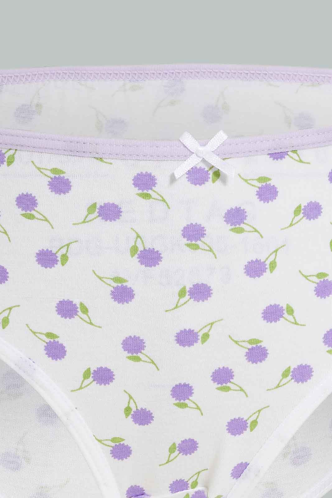 Redtag-Girls-7Pk-Brief-Floral---Dusty-Pink/White-365,-Category:Briefs,-Colour:White,-Deals:New-In,-ESS,-Filter:Girls-(2-to-8-Yrs),-GIR-Briefs,-New-In-GIR-APL,-Non-Sale,-Section:Girls-(0-to-14Yrs)-Girls-2 to 8 Years