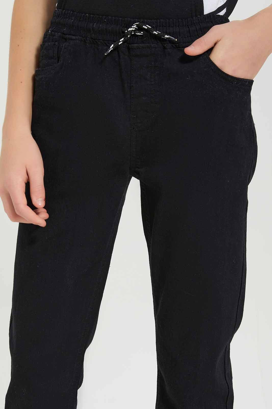 Redtag-Boys-Black-Denim-Jogger-BSR-Jeans,-Category:Jeans,-Colour:Black,-Deals:New-In,-Dept:Boys,-Filter:Senior-Boys-(8-to-14-Yrs),-New-In-BSR-APL,-Non-Sale,-Section:Boys-(0-to-14Yrs),-W22B-Senior-Boys-9 to 14 Years