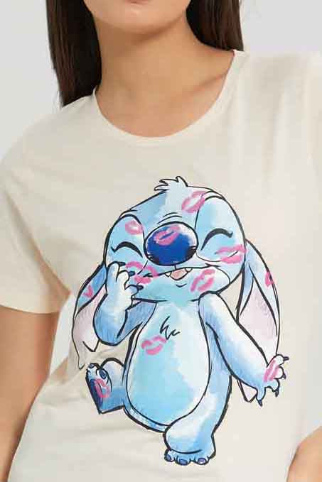 Redtag-Women-Pale-Pink-Stitch-Printed-T-Shirt-Category:T-Shirts,-Colour:Apricot,-Deals:New-In,-Dept:Ladieswear,-Filter:Women's-Clothing,-New-In-Women-APL,-Non-Sale,-Section:Women,-TBL,-W22A,-Women-T-Shirts-Women's-