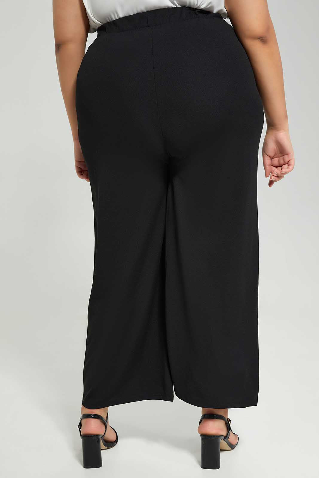 Redtag-Women-Black-Chain-Detail-Wide-Leg-Trouser-Category:Trousers,-Colour:Black,-Deals:New-In,-Filter:Plus-Size,-LDP-Trousers,-New-In-LDP-APL,-Non-Sale,-Section:Women,-W22B-Women's-