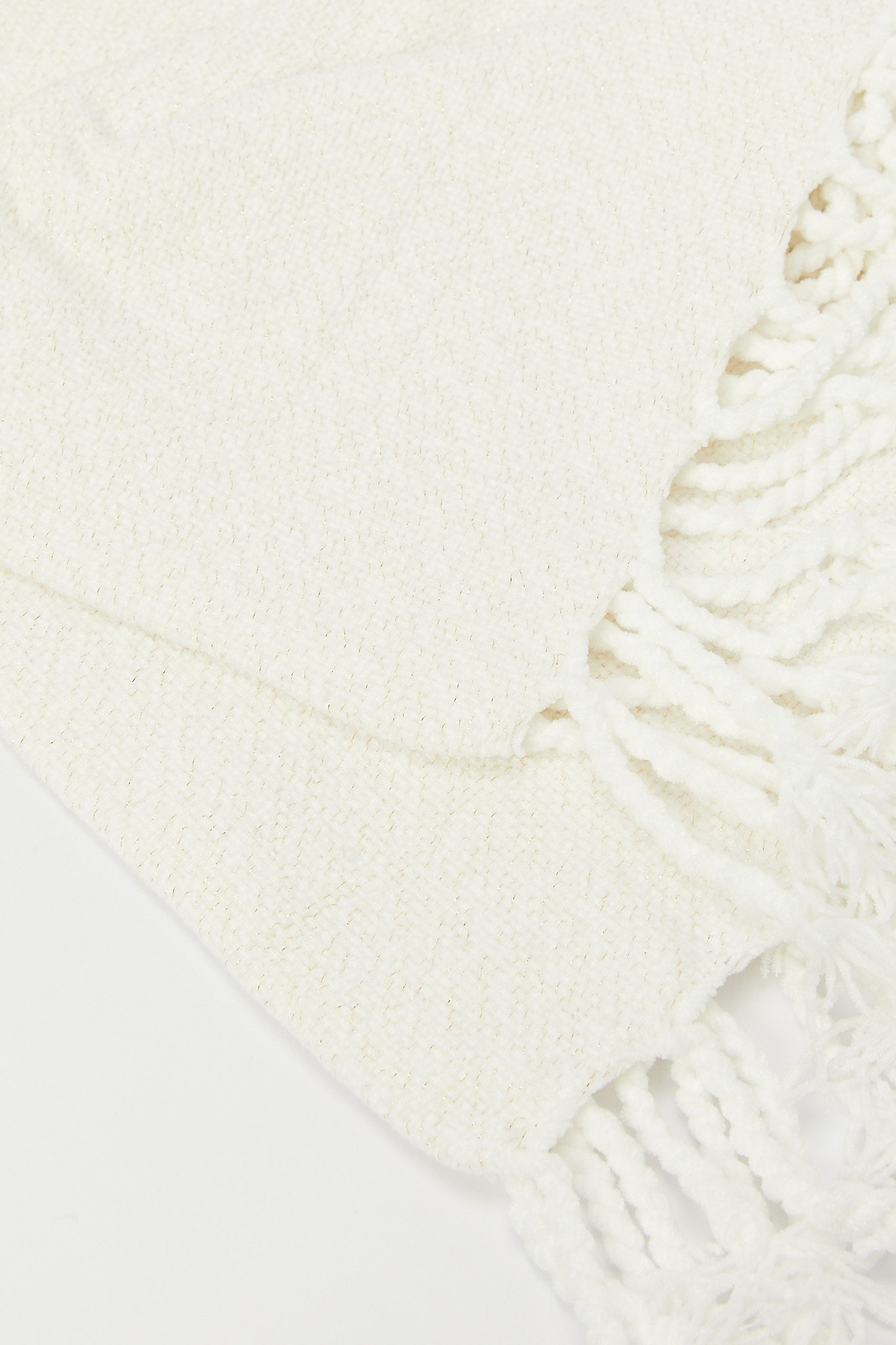 Redtag-Ivory-Chenille-Throw-With-Gold-Metallic-Yarn-Category:Throws,-Colour:Ivory,-Deals:New-In,-Dept:Home,-Filter:Home-Bedroom,-H1:HMW,-H2:BED,-H3:BEC,-H4:THR,-HMW-BED-Throws,-New-In-HMW-BED,-Non-Sale,-Promo:JULIETTE,-RMD,-S23B,-Season:S23C,-Section:Homewares,-Style:SOLID-Home-Bedroom-