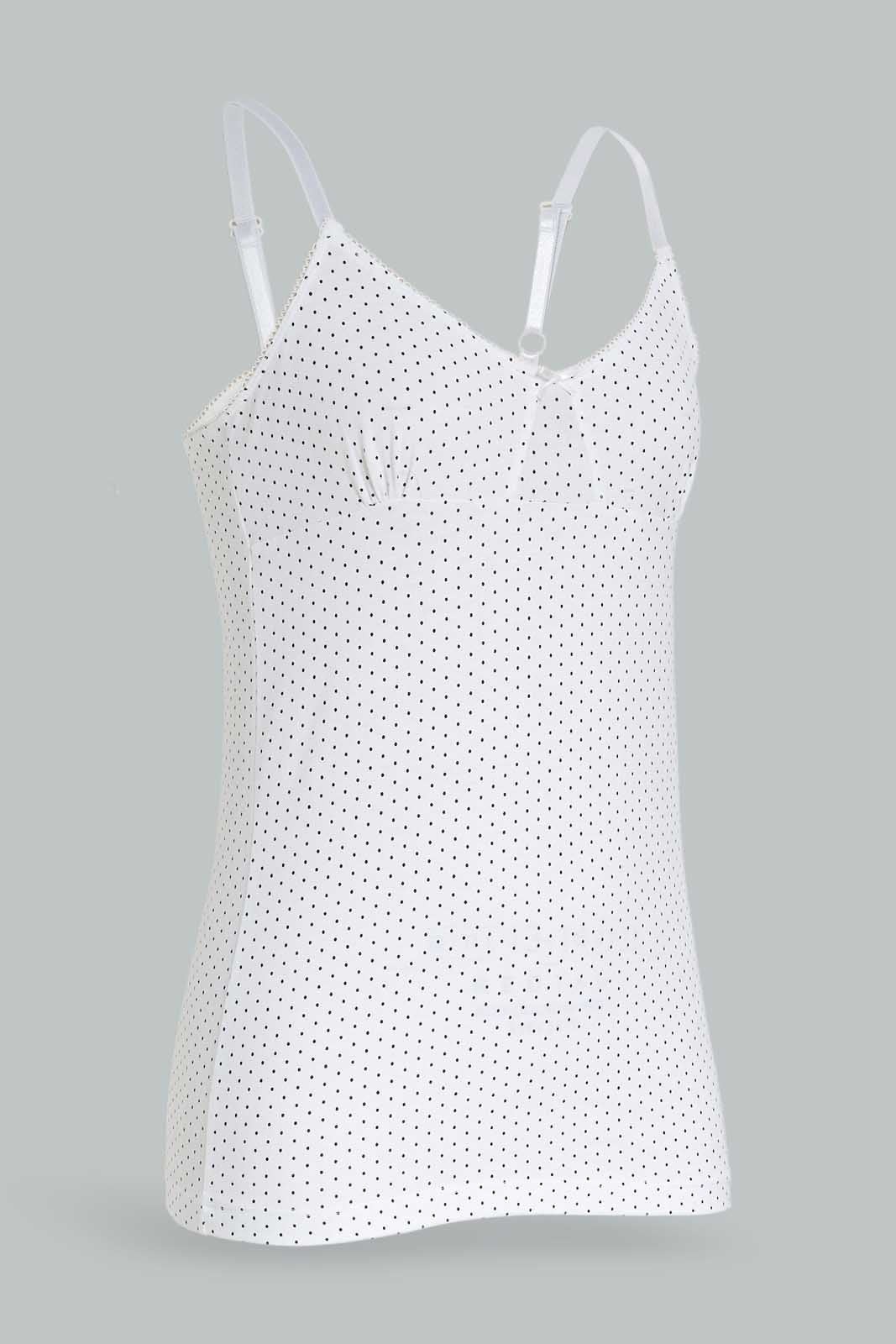 Redtag-Girls-Pink-X-White/Black-Polka-Dots-(2Pcs)-365,-Category:Vests,-Colour:Assorted,-Deals:New-In,-Dept:Girls,-ESS,-Filter:Senior-Girls-(8-to-14-Yrs),-GSR-Vests,-New-In-GSR-APL,-Non-Sale,-Section:Girls-(0-to-14Yrs)-Senior-Girls-9 to 14 Years